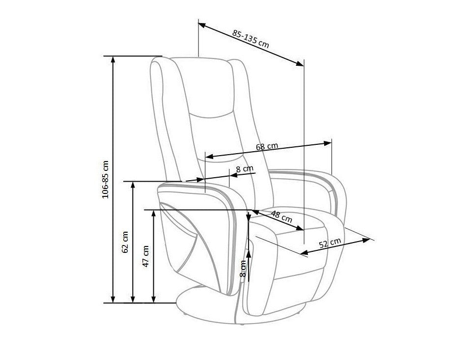 Fotelis reglaineris PULSAR, Spalva: Pilka