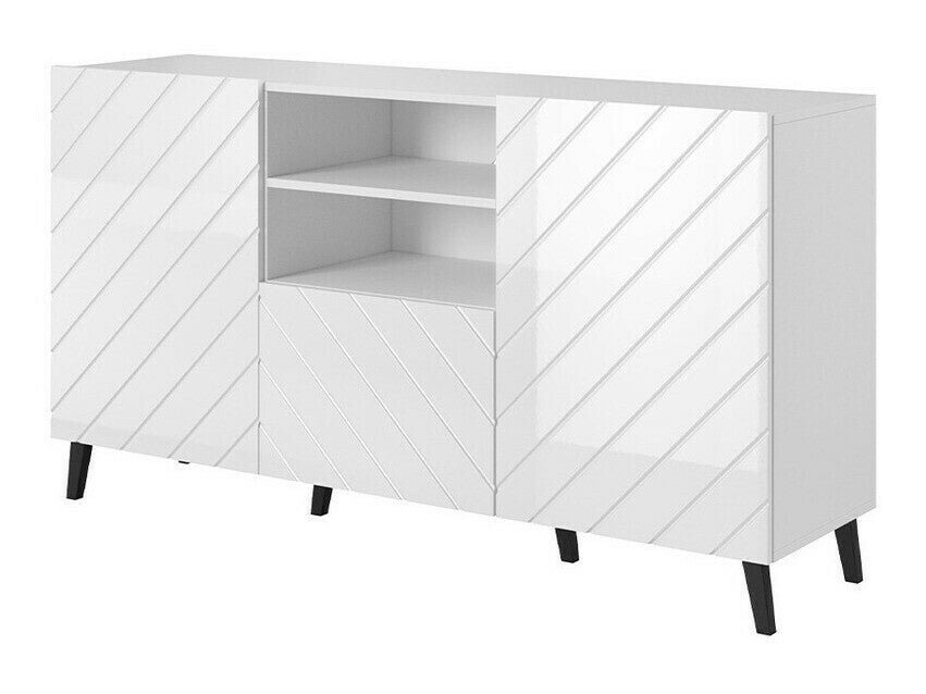 Komoda ABETO (Zitok), Spalva: Balta + Blizgi balta