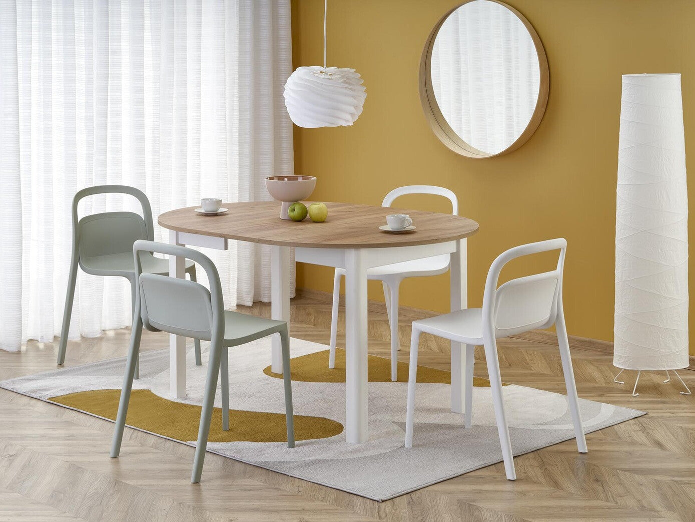 Stalas RINGO, Spalva: Craft ąžuolas + Balta