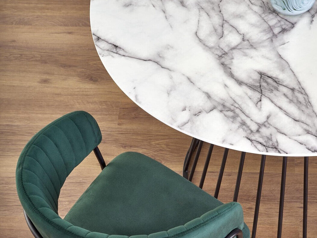 Stalas BRODWAY stalas, color: top - baltas marmuras, kojos - juoda V-CH-BRODWAY-ST