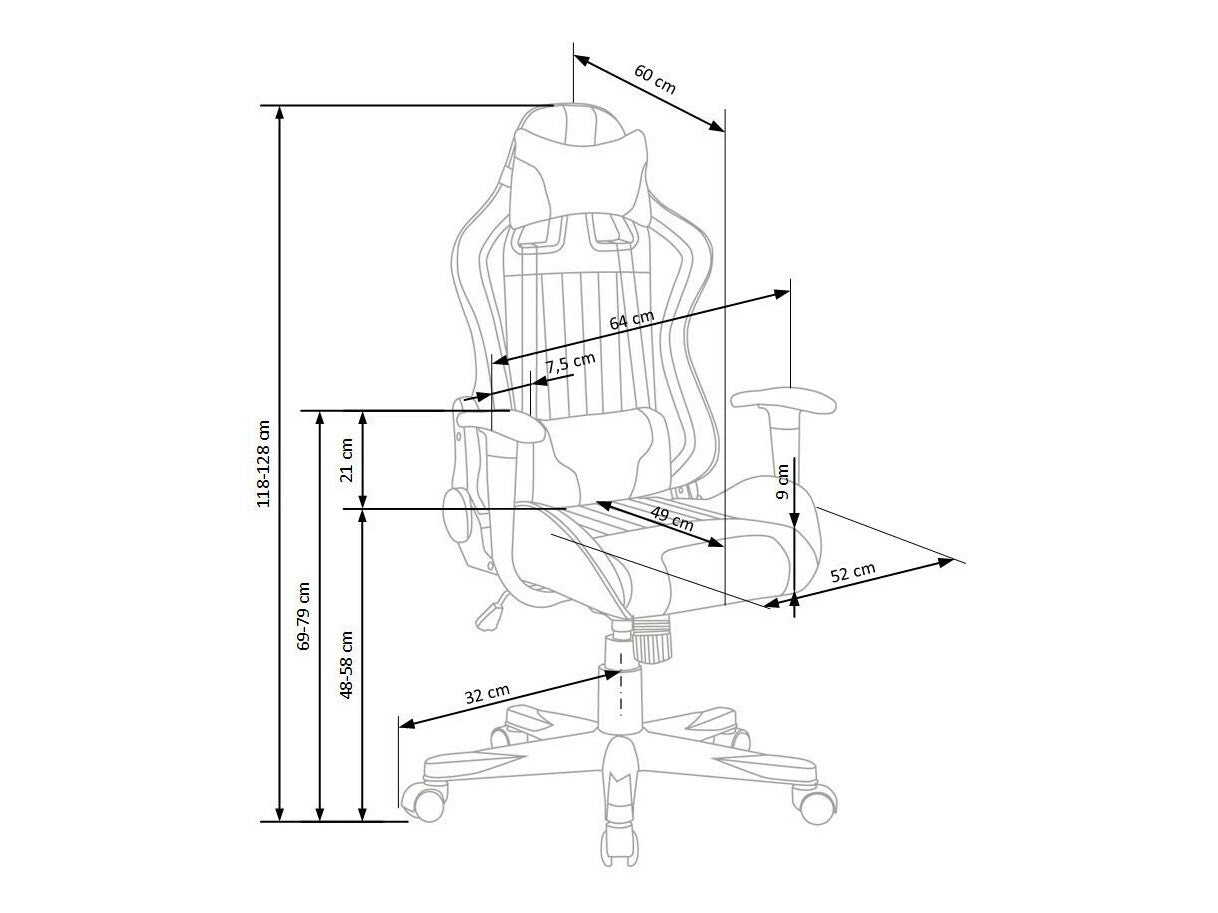 Žaidimų kėdė CAYMAN o. kėdė V-CH-CAYMAN-FOT-TURKUSOWY Spalva: šviesi pilka + Turkis