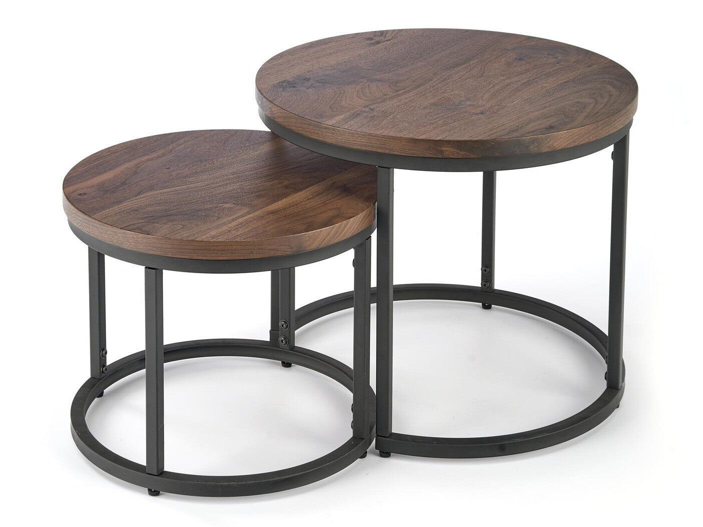 Žurnalinių staliukų komplektas OREO, Spalva: Riešutas + Juoda