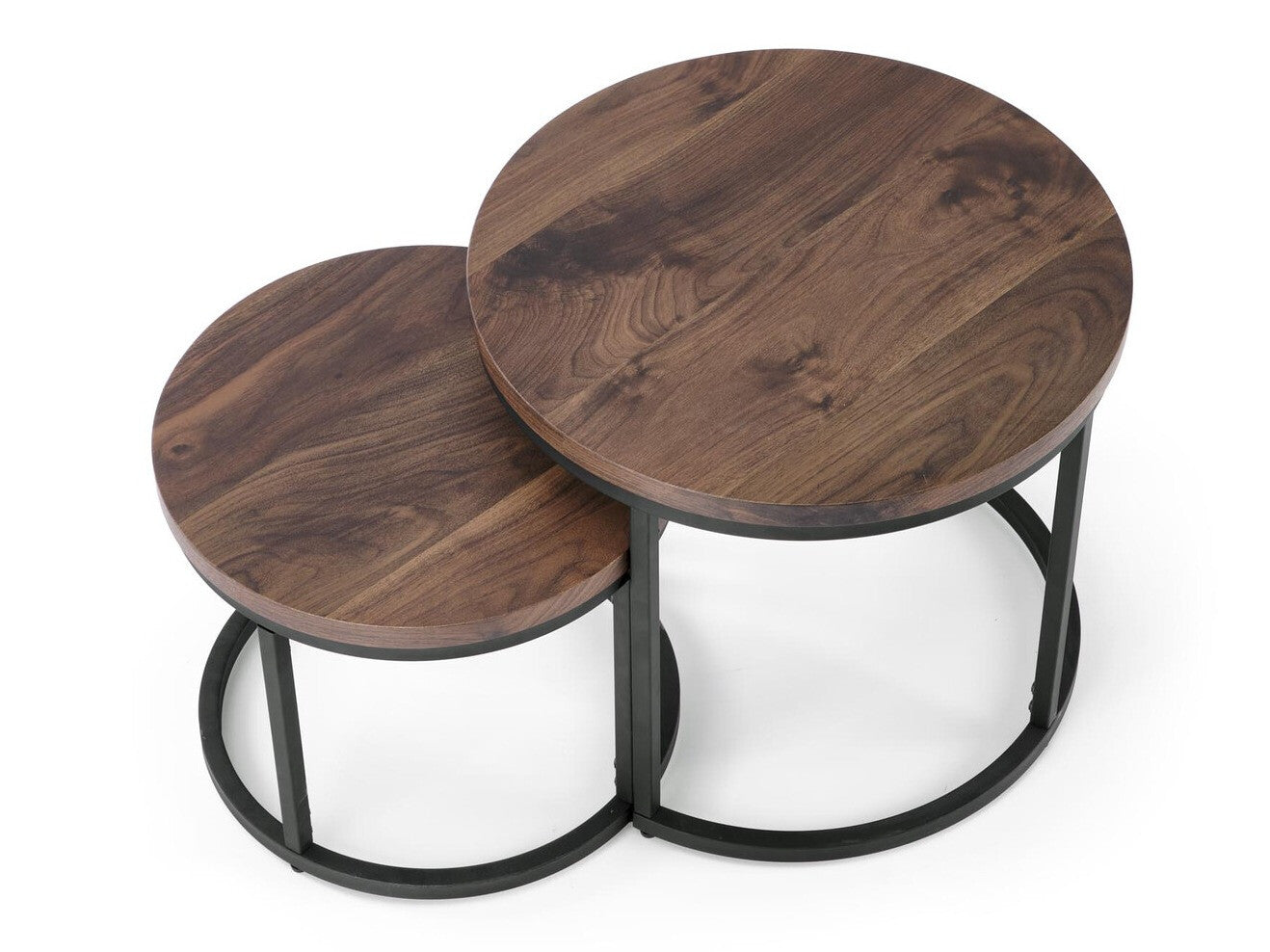 Žurnalinių staliukų komplektas OREO, Spalva: Riešutas + Juoda