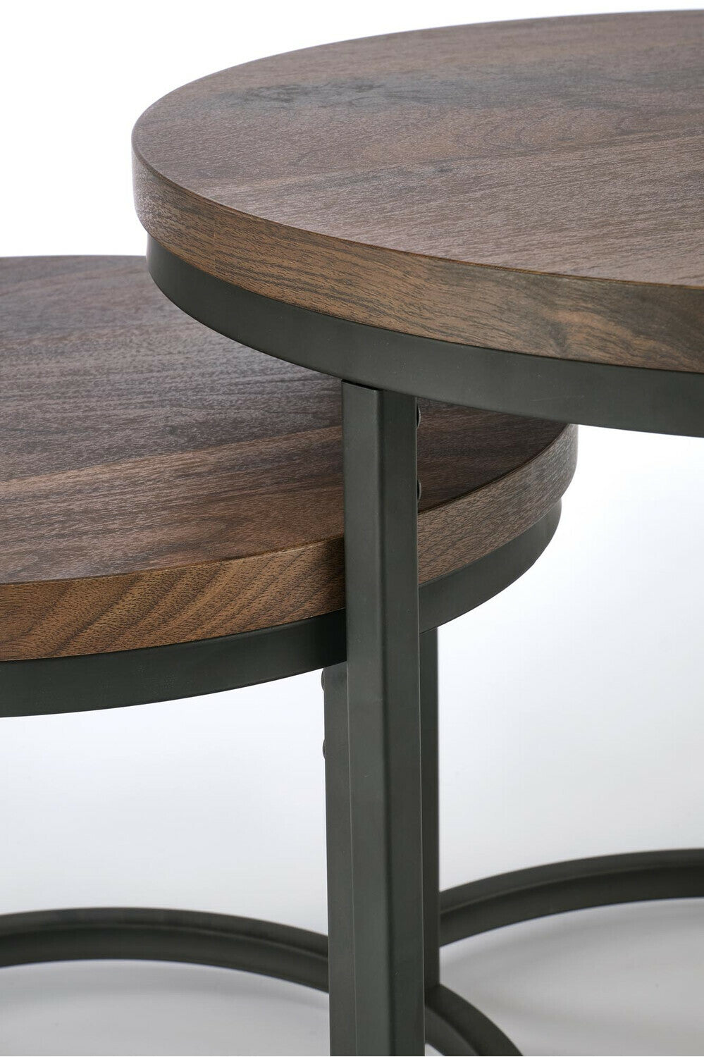 Žurnalinių staliukų komplektas OREO, Spalva: Riešutas + Juoda