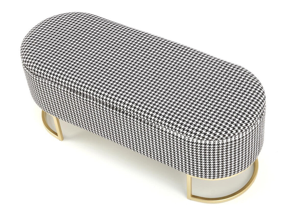 Minkštasuolis HARMONY suoliukas with storage function, juoda / balta / auksas V-CH-HARMONY-ŁAWKA