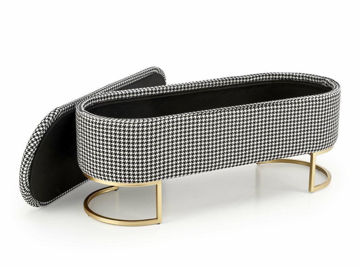 Minkštasuolis HARMONY suoliukas with storage function, juoda / balta / auksas V-CH-HARMONY-ŁAWKA