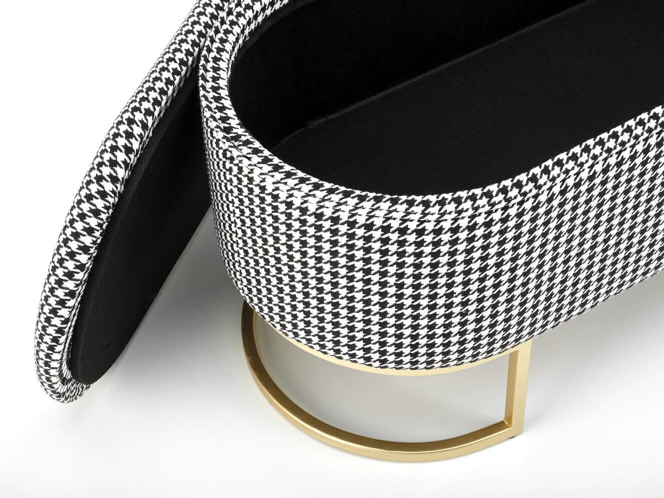 Minkštasuolis HARMONY suoliukas with storage function, juoda / balta / auksas V-CH-HARMONY-ŁAWKA