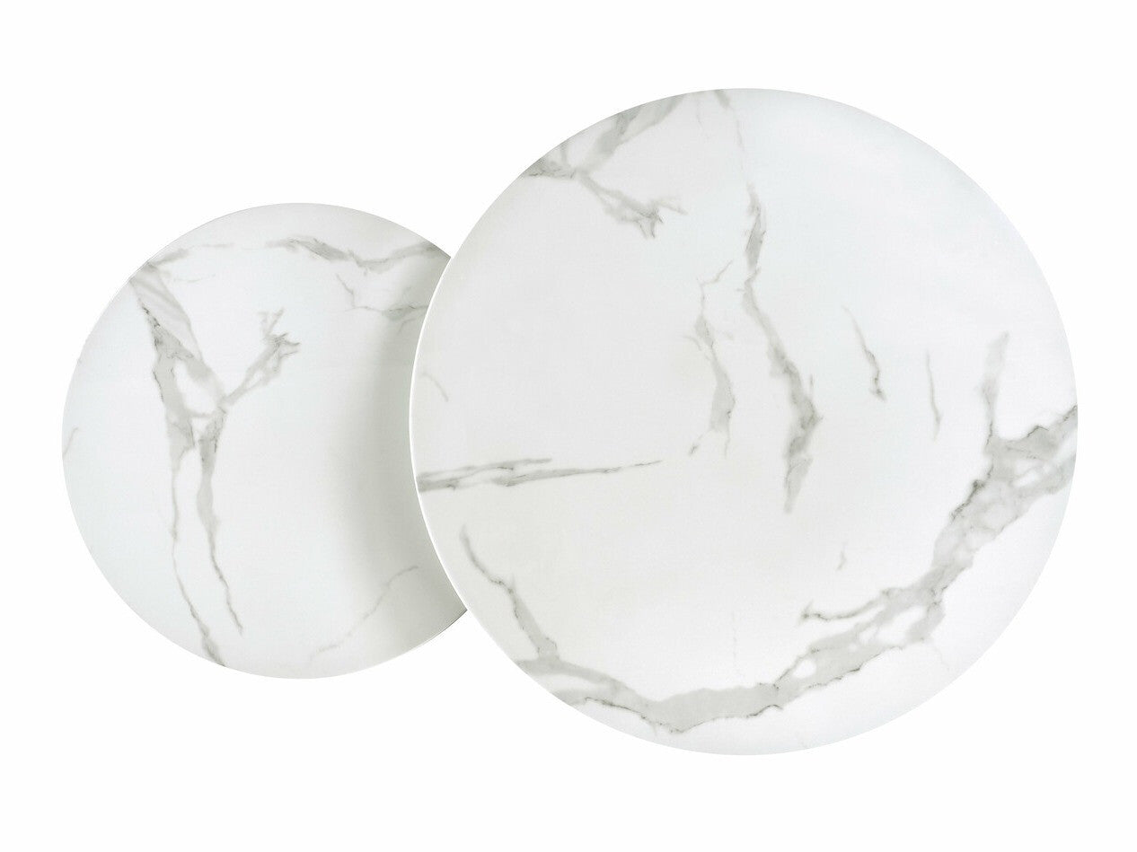 Žurnalinių staliukų komplektas MERCURY Spalva: Baltas marmuras + Sidabrinė