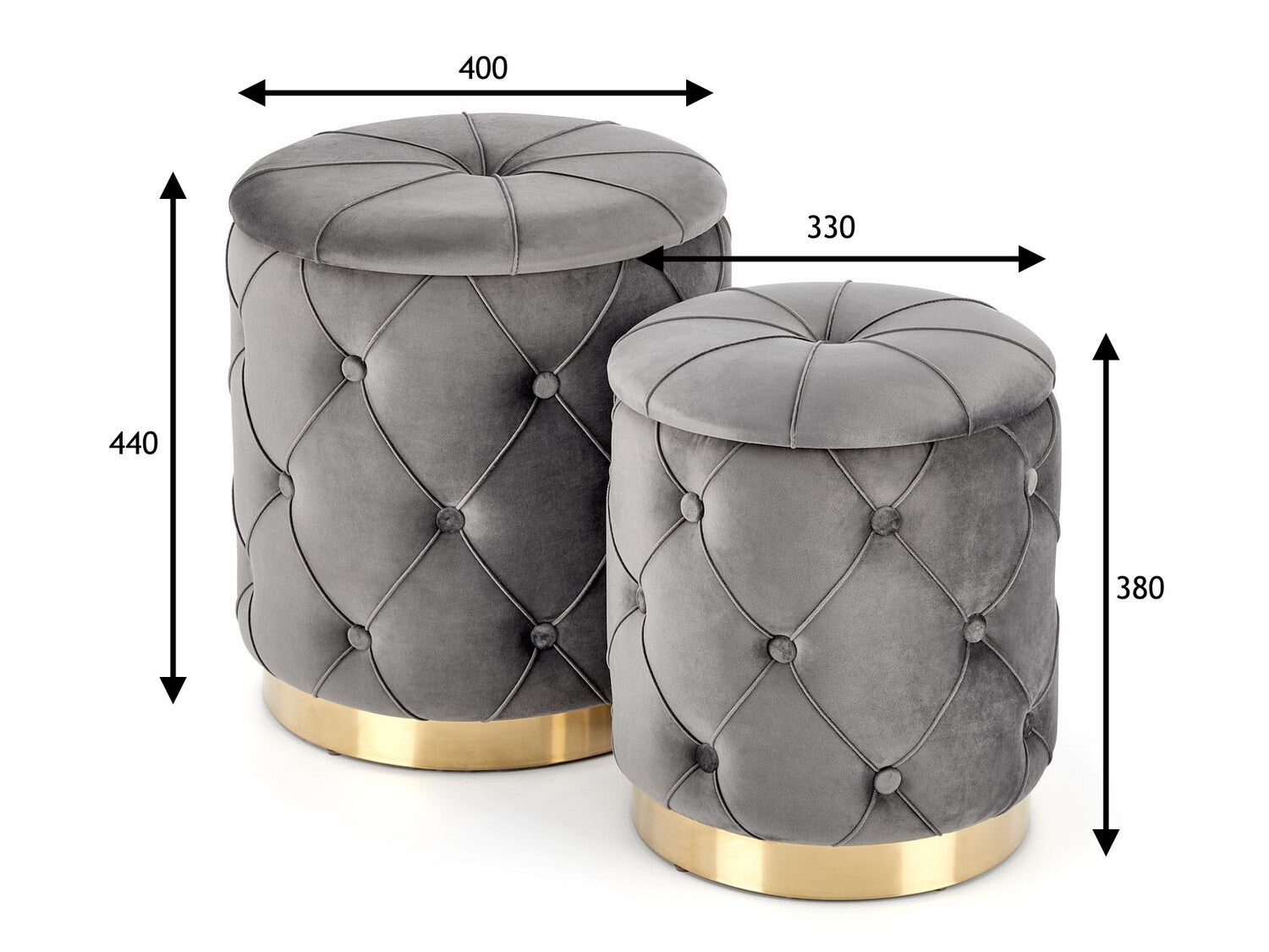 Pufų komplektas POLLY V-CH-POLLY-PUFA-POPIEL Spalva: Pilka