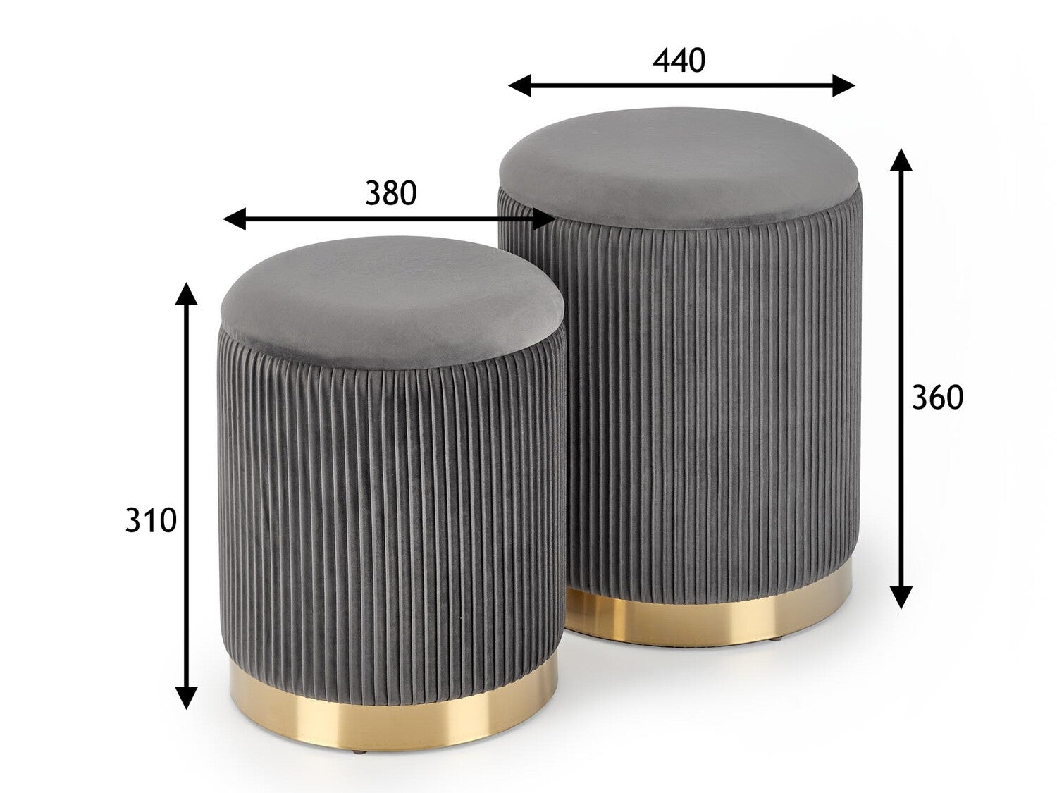 Pufų komplektas MONTY V-CH-MONTY-PUFA-POPIEL Spalva: Pilka