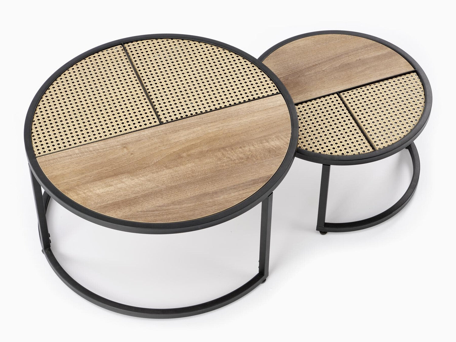 Žurnalinių staliukų komplektas GARMINA komplektas of two žurnaliniai staliukai, auksas ąžuolas / juoda V-CH-GARMINA-LAW