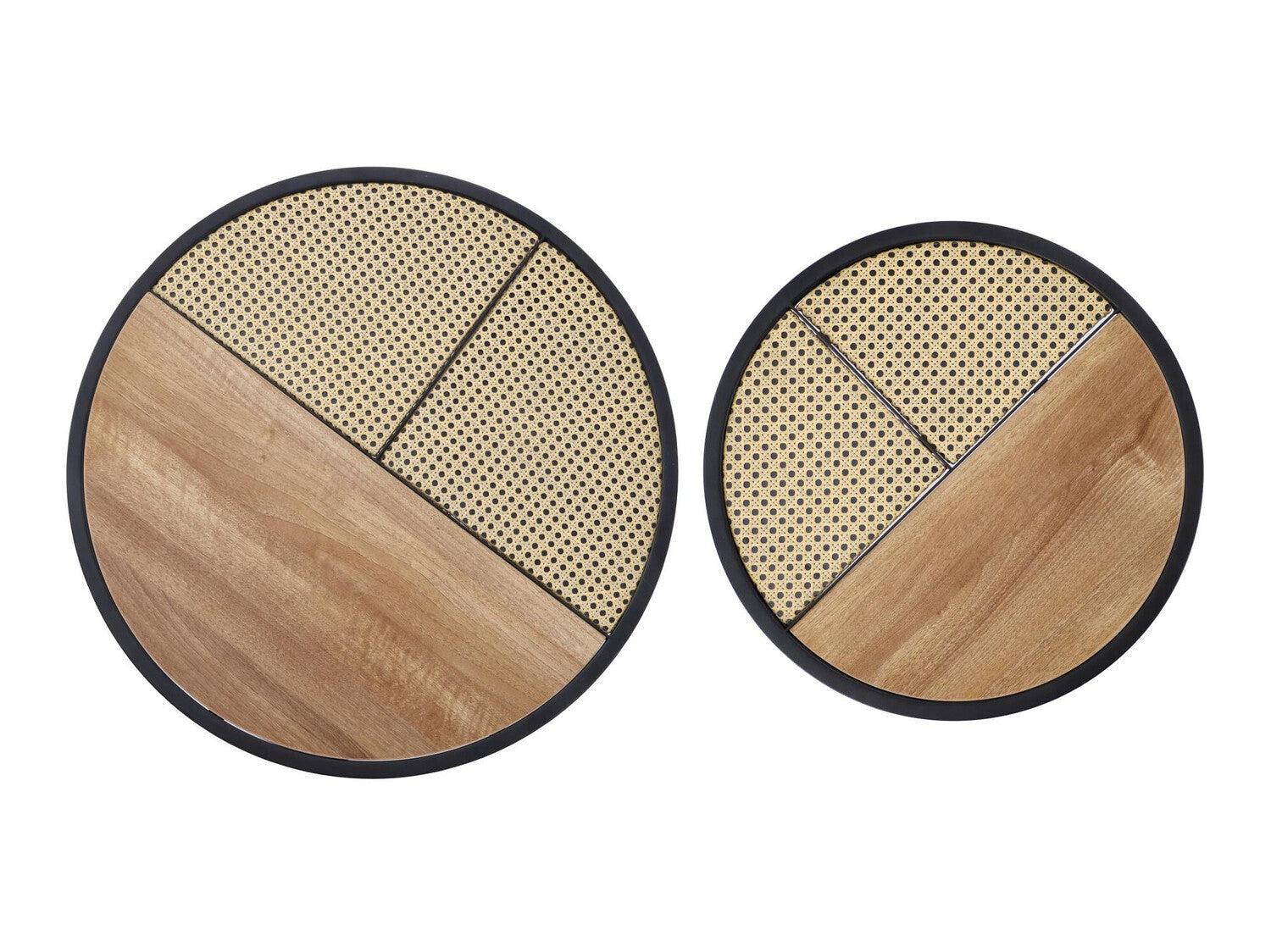 Žurnalinių staliukų komplektas GARMINA komplektas of two žurnaliniai staliukai, auksas ąžuolas / juoda V-CH-GARMINA-LAW