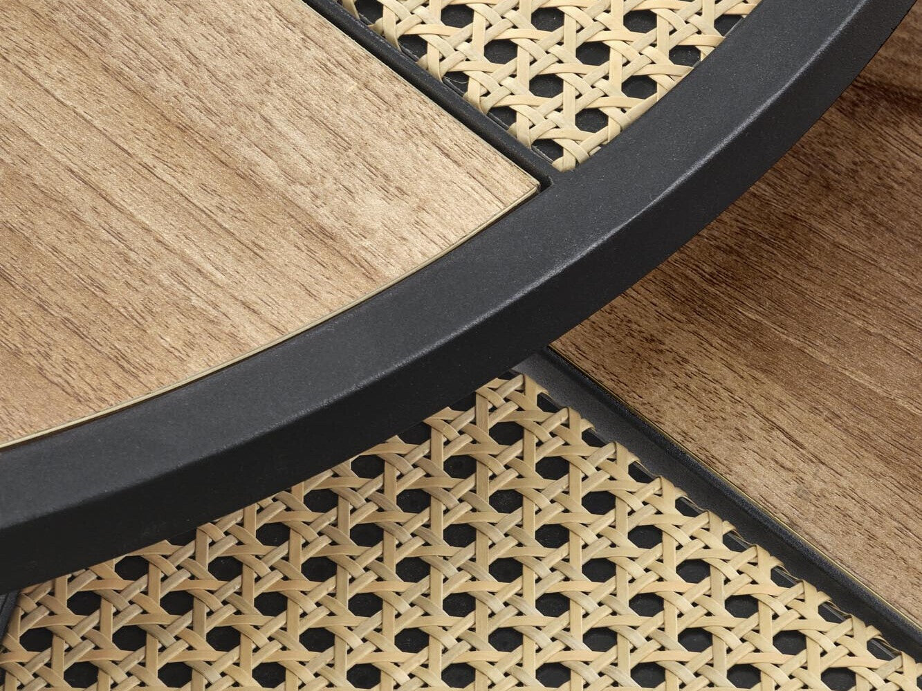 Žurnalinių staliukų komplektas GARMINA komplektas of two žurnaliniai staliukai, auksas ąžuolas / juoda V-CH-GARMINA-LAW