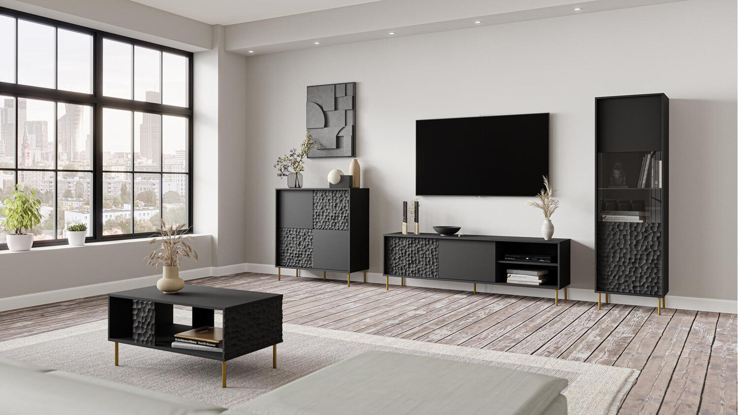Tv staliukas BULLET RTV-1 TV stand, juoda / auksas V-PL-BULLET-RTV-1