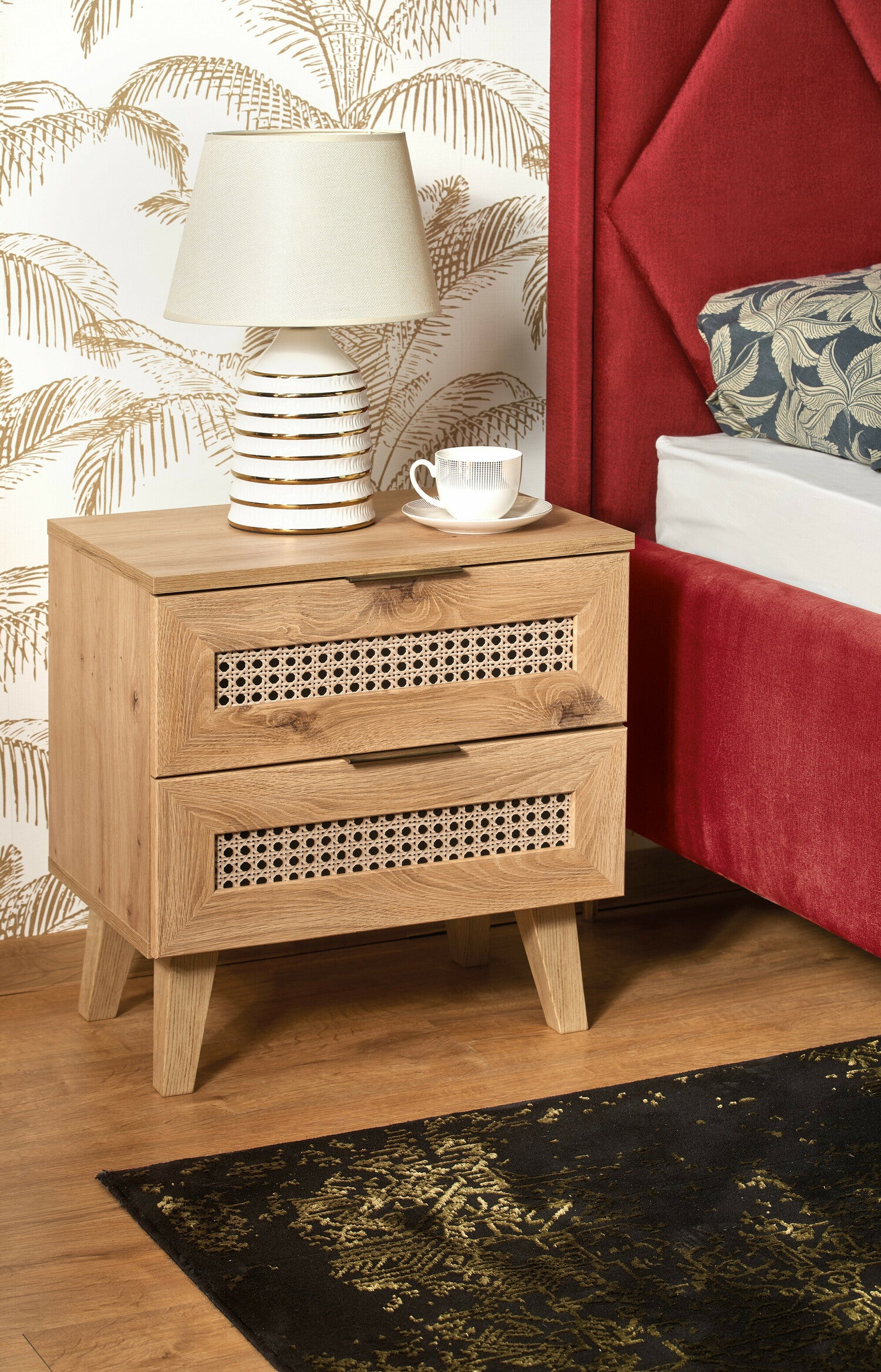 Naktinis staliukas BORNEO SN-1 night stand, artisan ąžuolas / juoda V-PL-BORNEO-SN-1