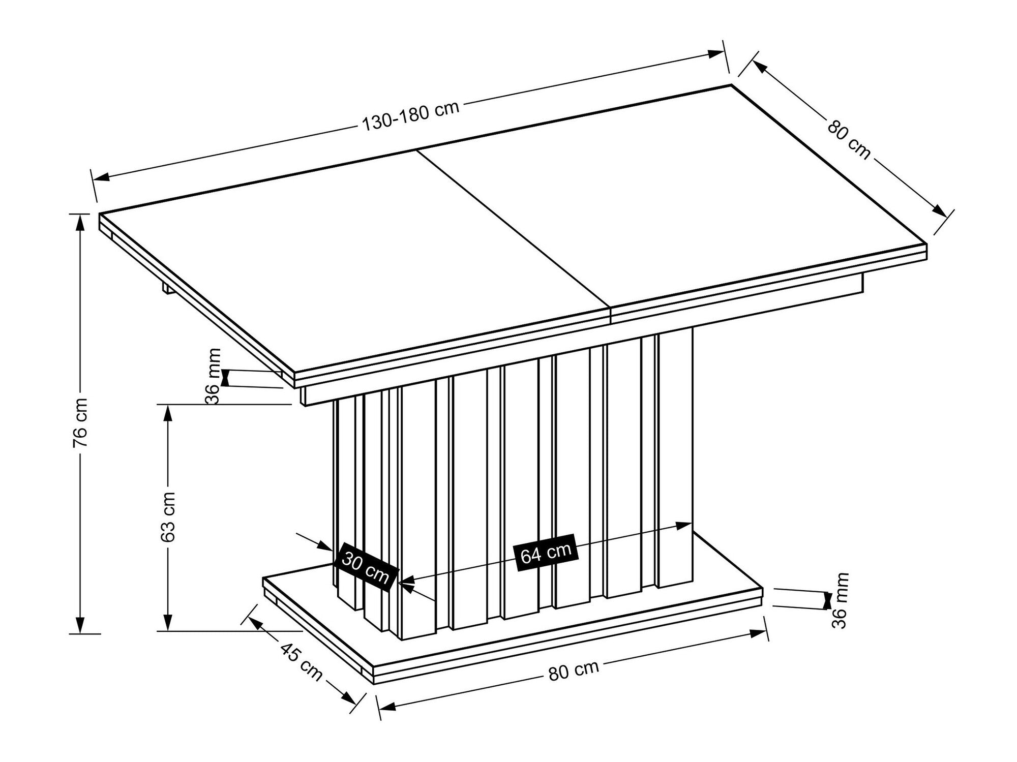 Stalas LAMELLO extension stalas, artisan ąžuolas / juoda V-PL-LAMELLO-ST