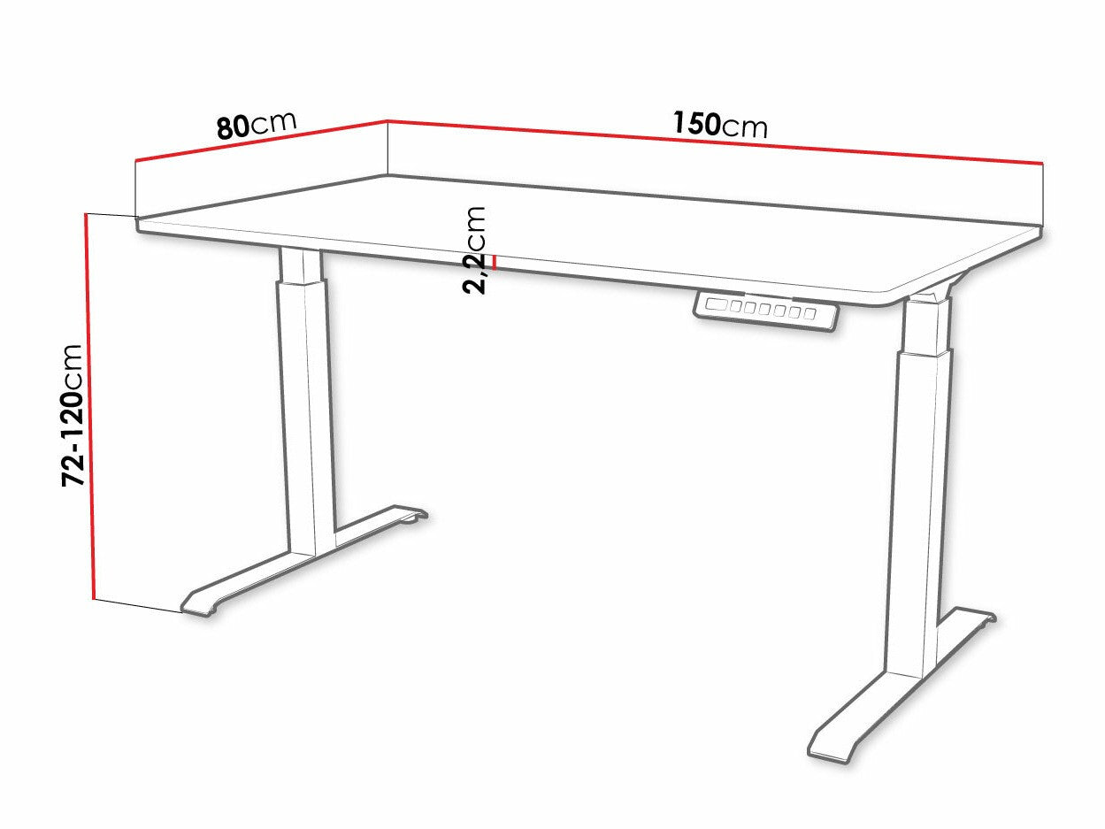 Reguliuojamo aukščio darbo stalas Biurko MOON LONG 150, Spalva: Juoda