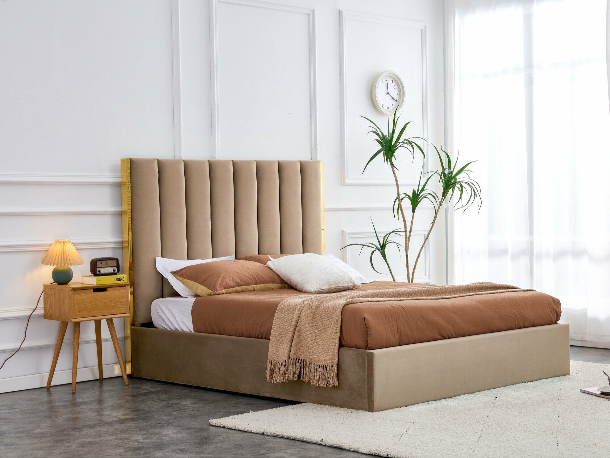 Lova PALAZZO 160 lova, smėlio / auksas V-CH-PALAZZO-LOZ-BEŻ_ZŁOTY (Beige)