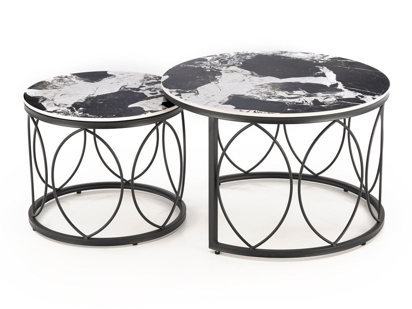 Žurnalinių staliukų komplektas ALEXANDRA komplektas of two žurnaliniai staliukai, juodas marmuras / juoda V-CH-ALEXANDRA-LAW