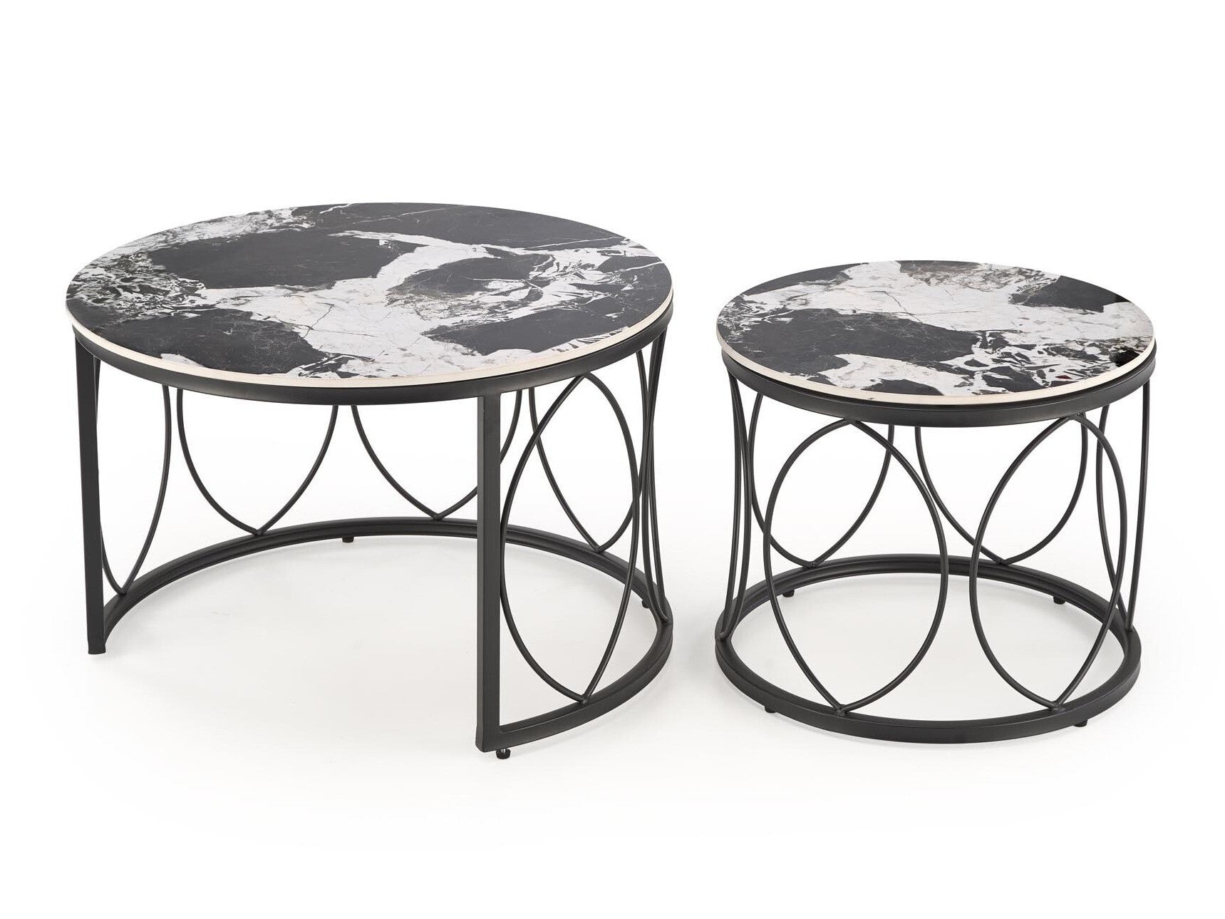 Žurnalinių staliukų komplektas ALEXANDRA komplektas of two žurnaliniai staliukai, juodas marmuras / juoda V-CH-ALEXANDRA-LAW