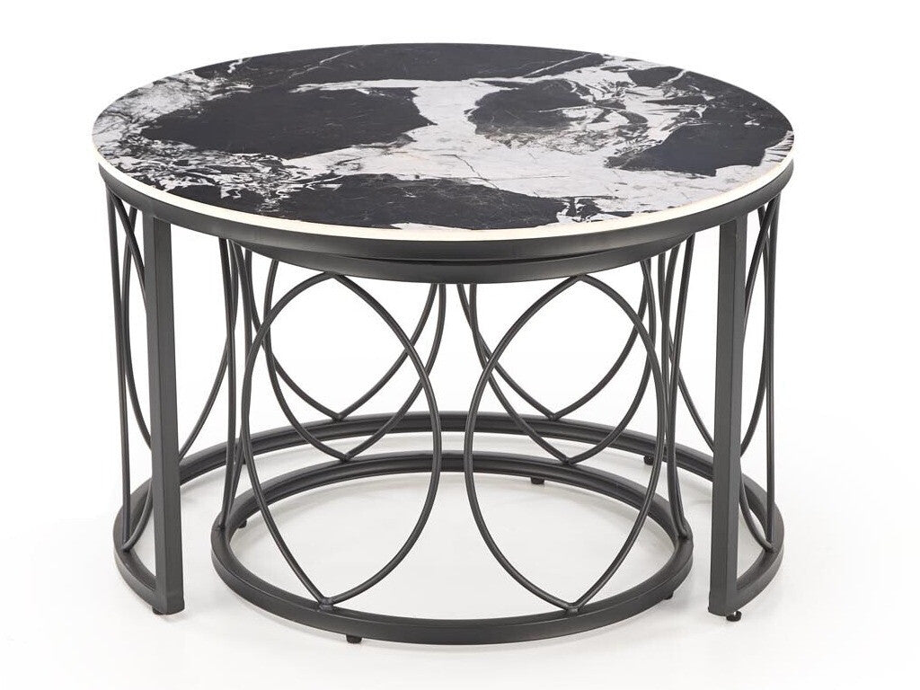 Žurnalinių staliukų komplektas ALEXANDRA komplektas of two žurnaliniai staliukai, juodas marmuras / juoda V-CH-ALEXANDRA-LAW