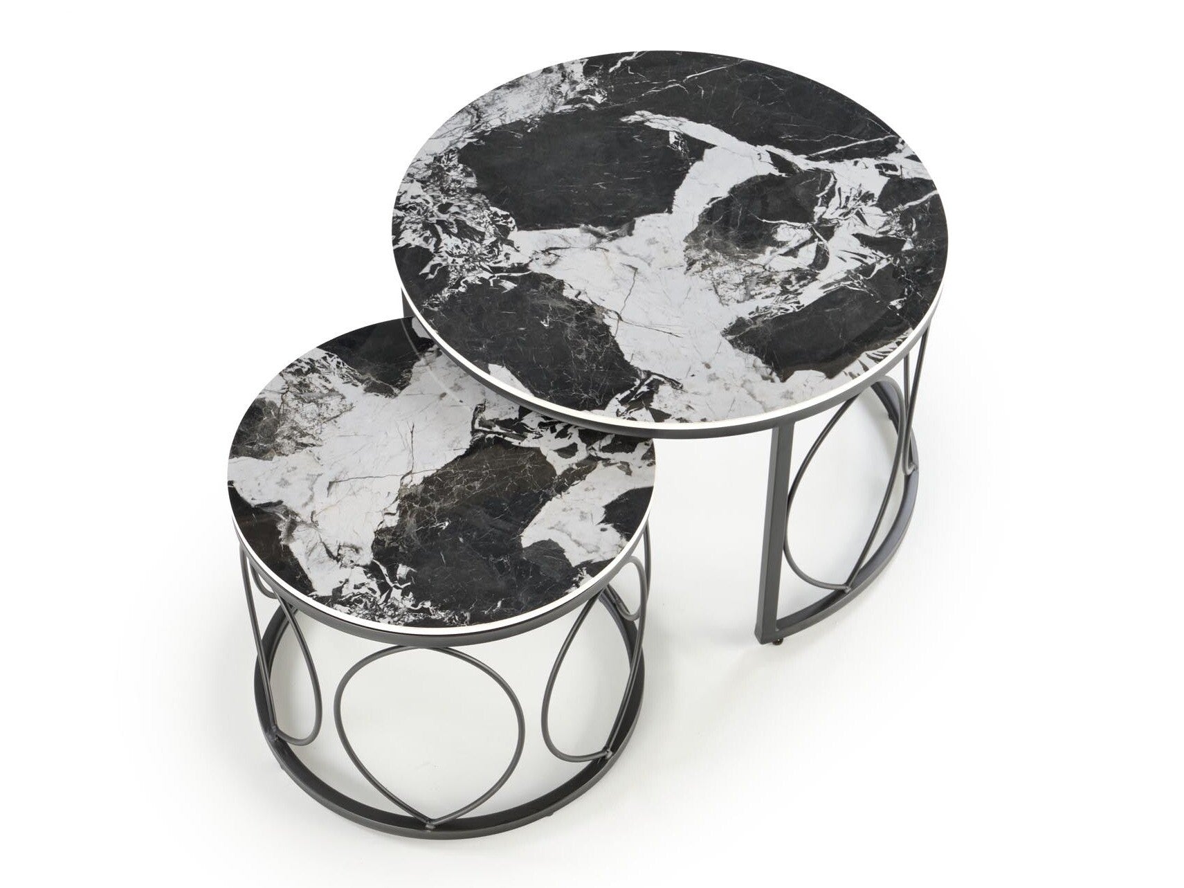 Žurnalinių staliukų komplektas ALEXANDRA komplektas of two žurnaliniai staliukai, juodas marmuras / juoda V-CH-ALEXANDRA-LAW