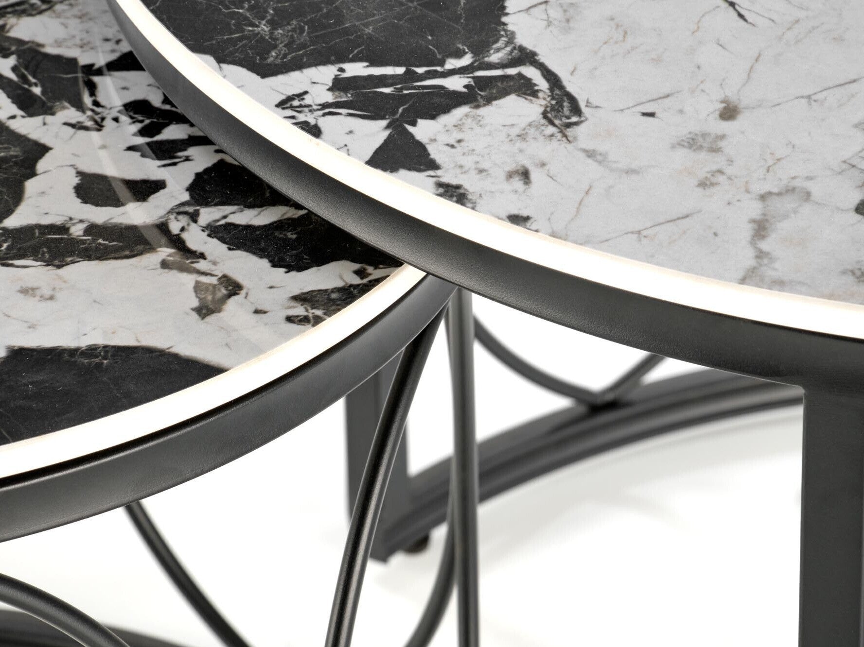 Žurnalinių staliukų komplektas ALEXANDRA komplektas of two žurnaliniai staliukai, juodas marmuras / juoda V-CH-ALEXANDRA-LAW