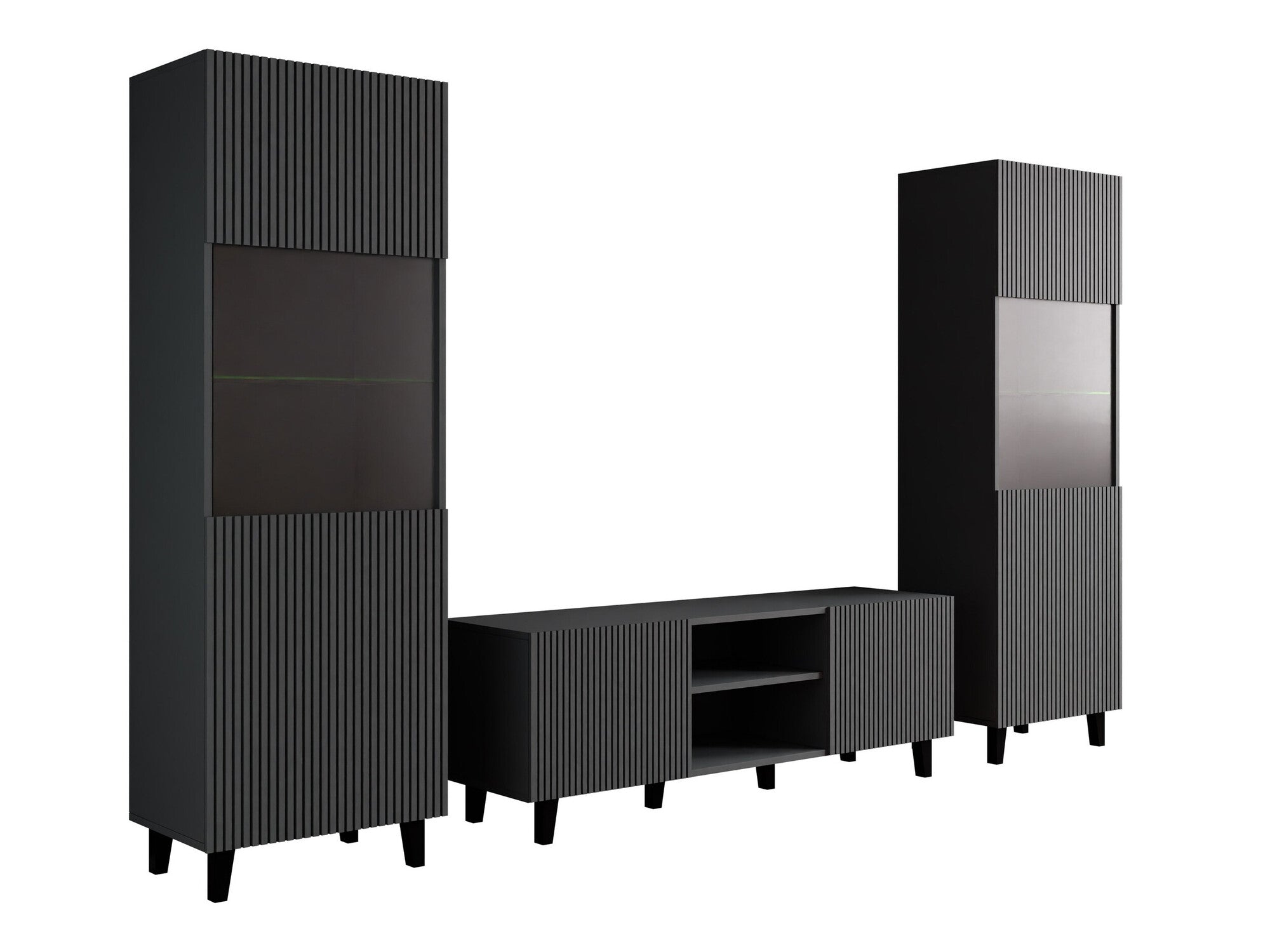 Svetainės komplektas Meble VAMOS II, Spalva: Antracitas