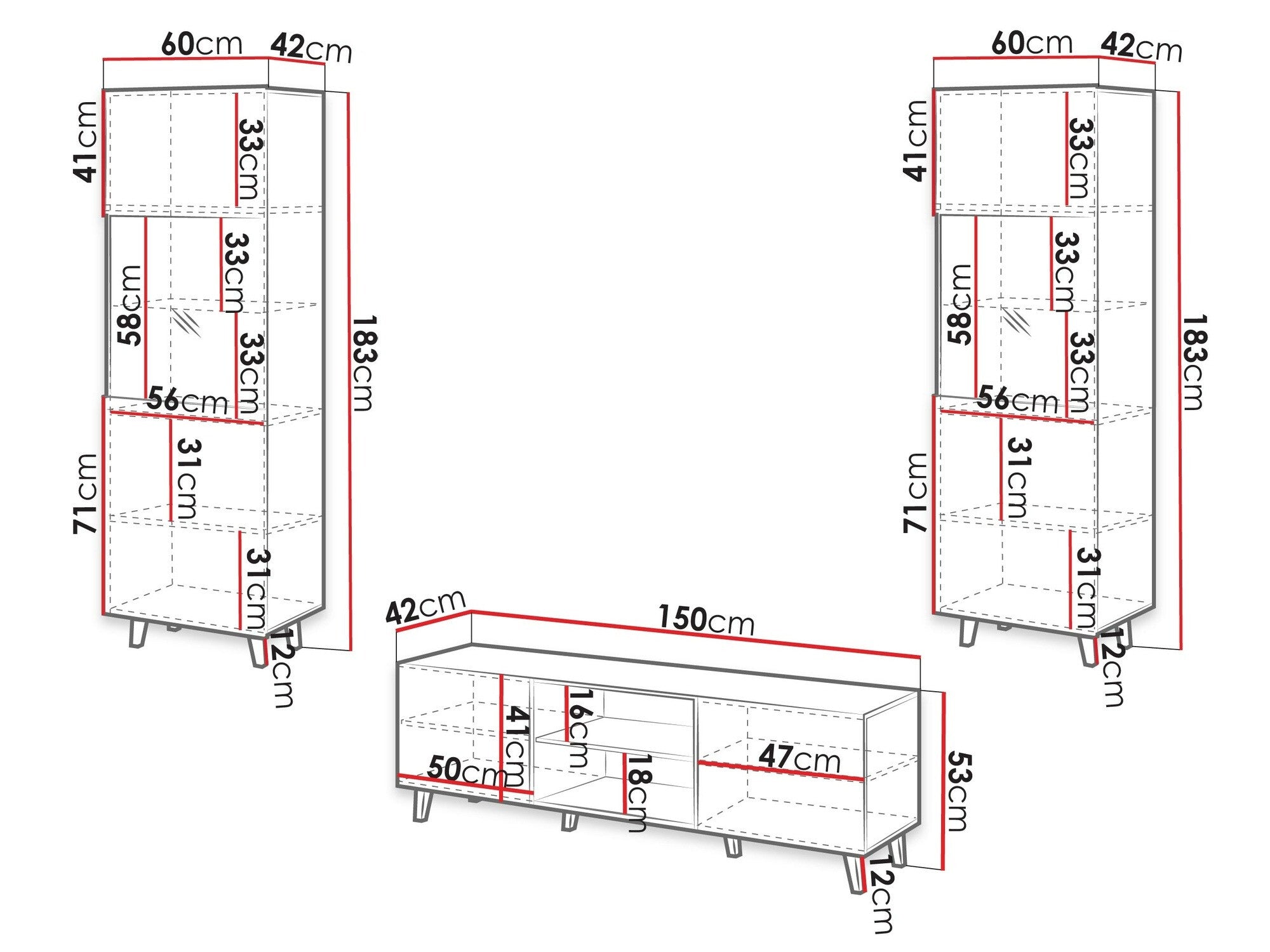 Svetainės komplektas Meble VAMOS II, Spalva: Wotan ąžuolas