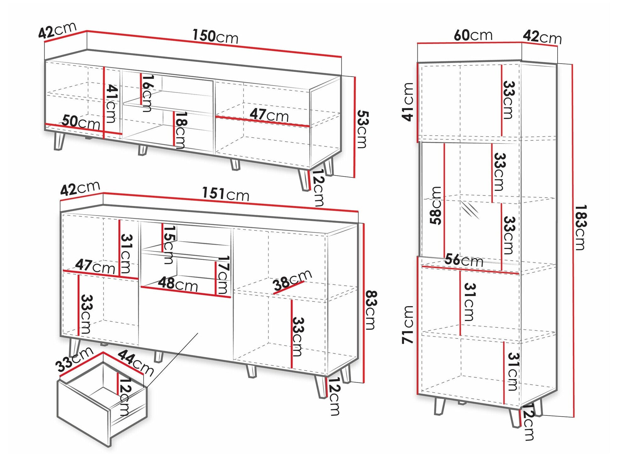 Svetainės komplektas Meble VAMOS GREY I Antracyt + Czarny (Antracitas)