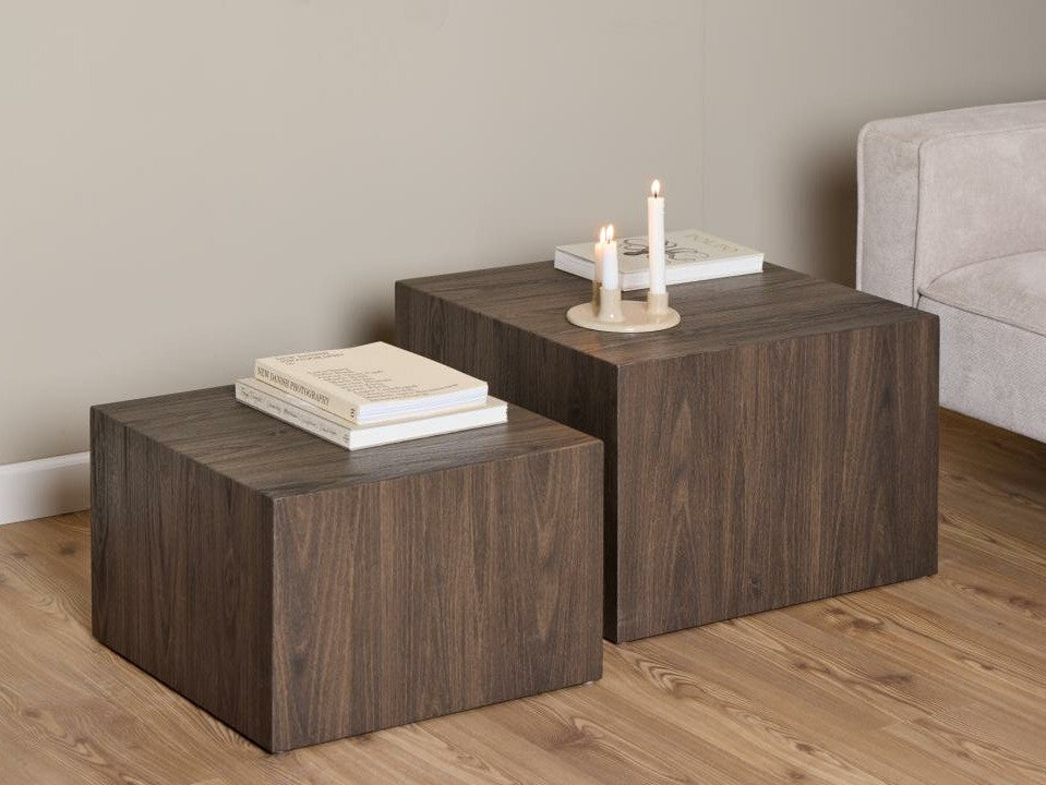 Žurnalinių staliukų komplektas Dice, Spalva: Ruda