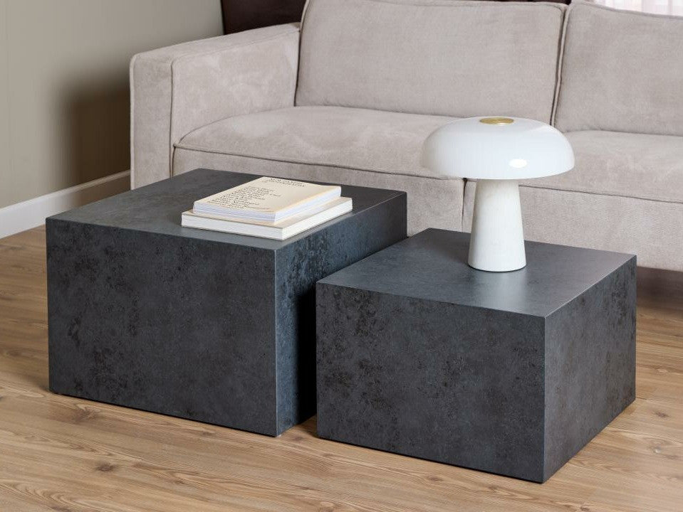 Žurnalinių staliukų komplektas Dice, Spalva: Juoda