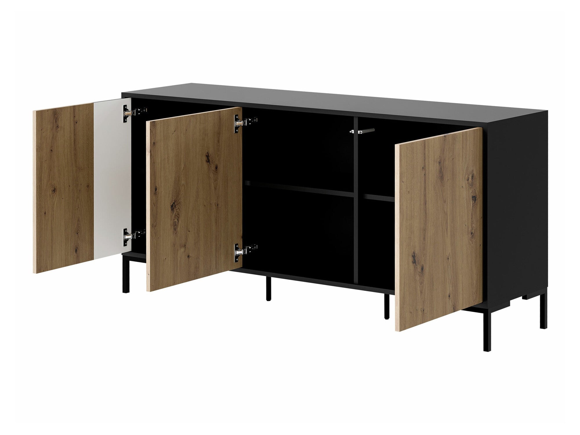 Spintelė Komoda MERCI 150 3D Czarny mat/Dąb Artisan/Czarny mat