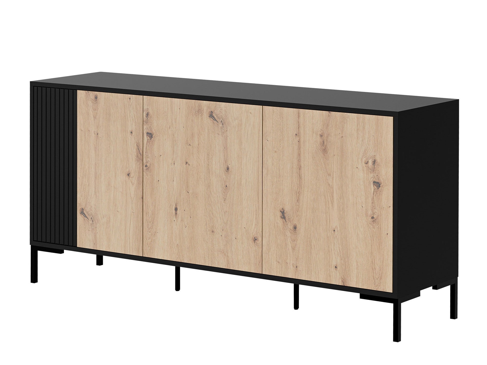 Spintelė Komoda MERCI 150 3D Czarny mat/Dąb Artisan/Czarny mat