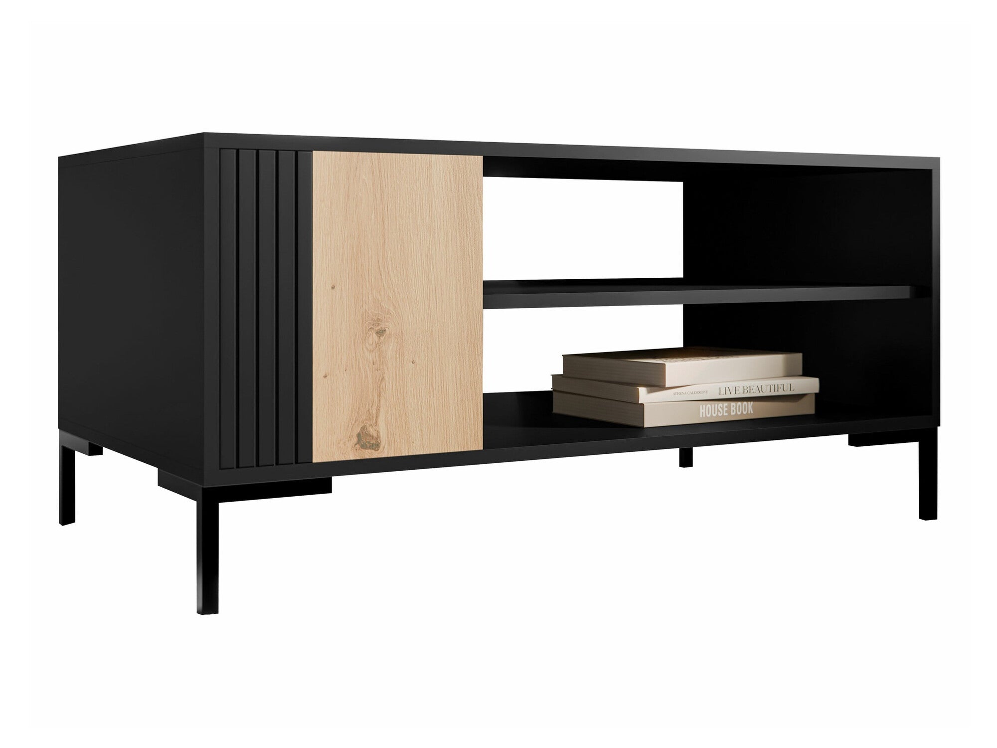 Svetainės komplektas Meble MERCI I Czarny mat/Dąb Artisan/Czarny mat