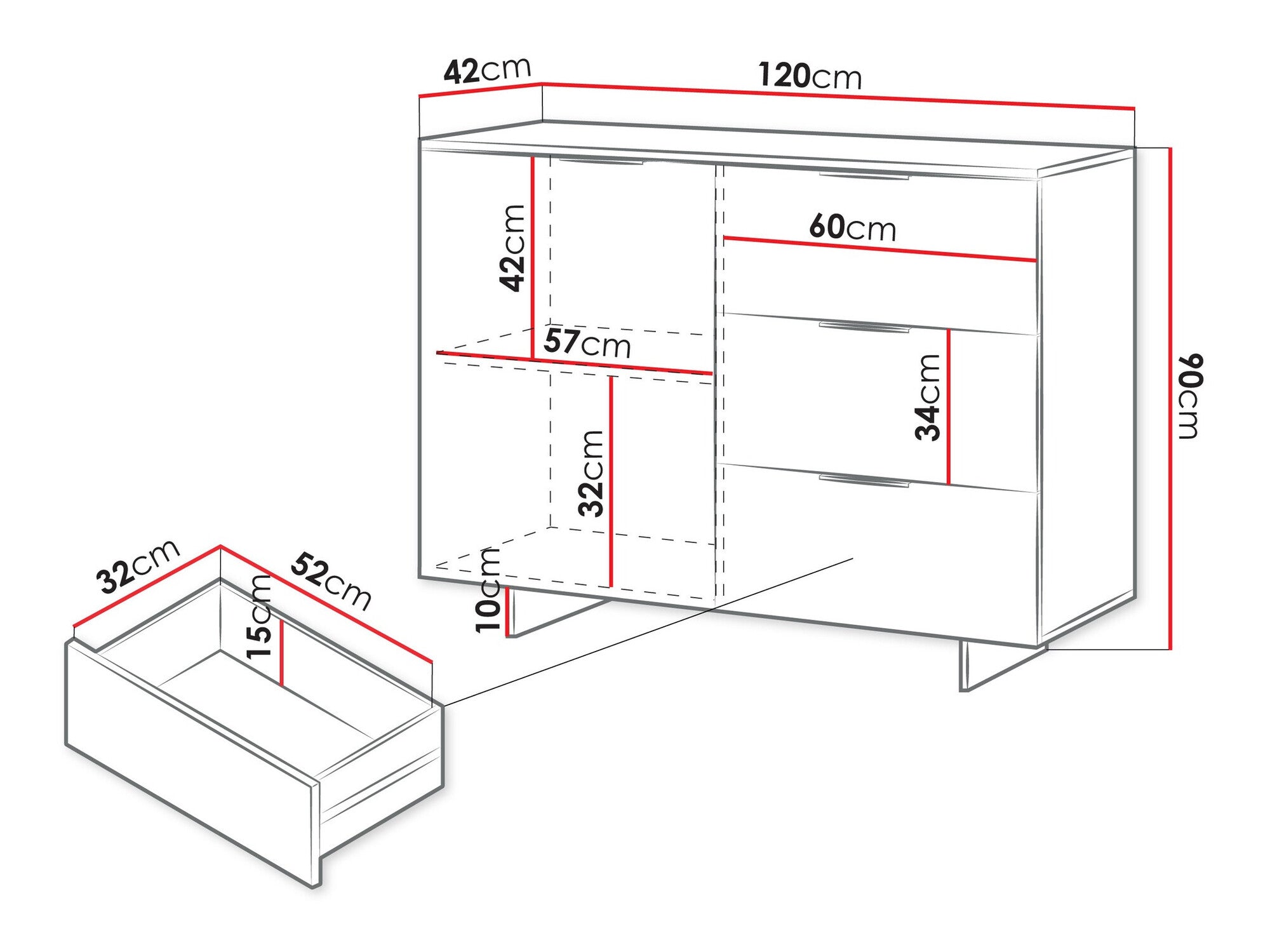 Komoda Komoda ALMA 1D3S Beż Piaskowy