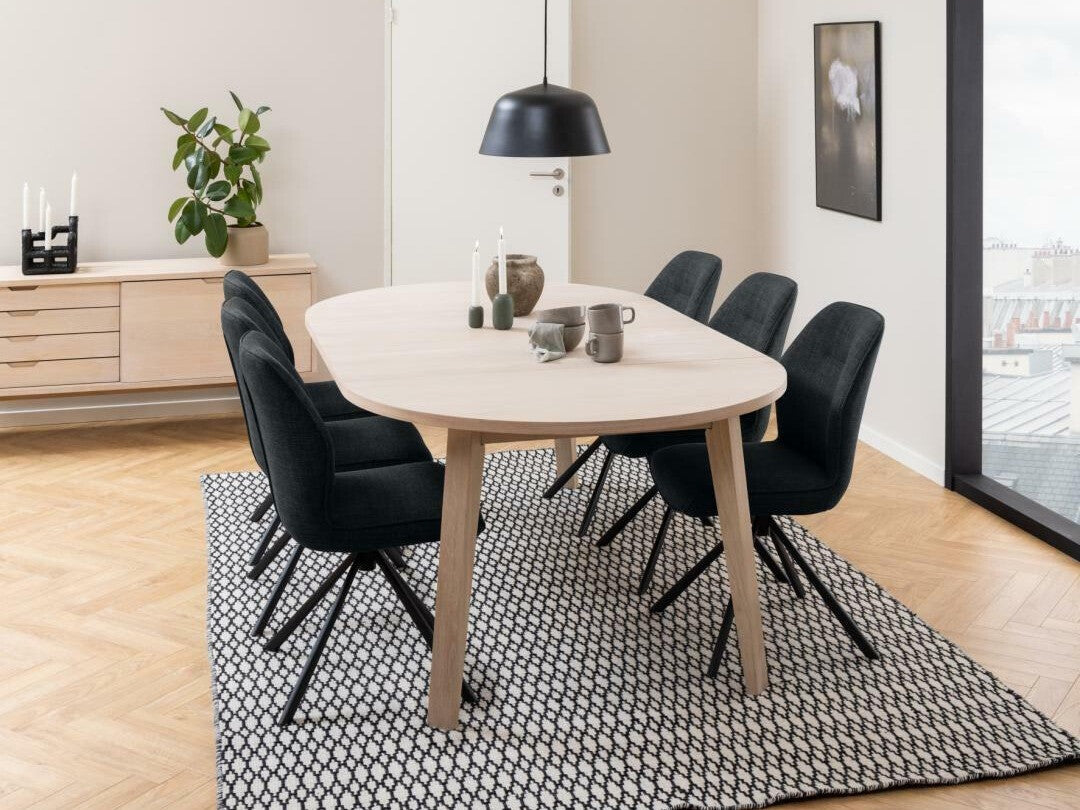 Stalas A-Line dining stalas balta H000023040, Spalva: Šviesus medis, Stalo prailginimas: Yra