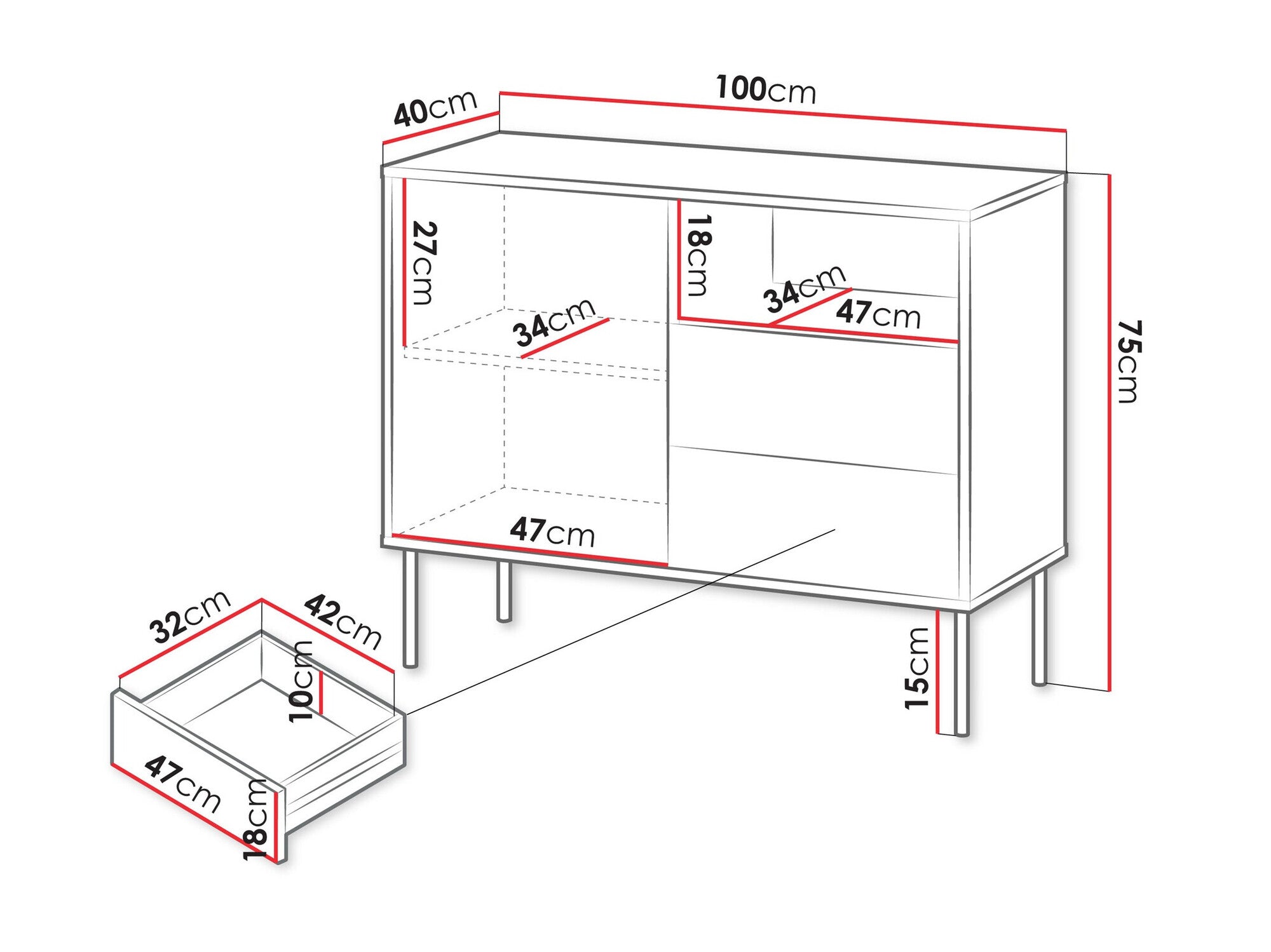 Komoda TRESSE 1D2S, Spalva: Beige