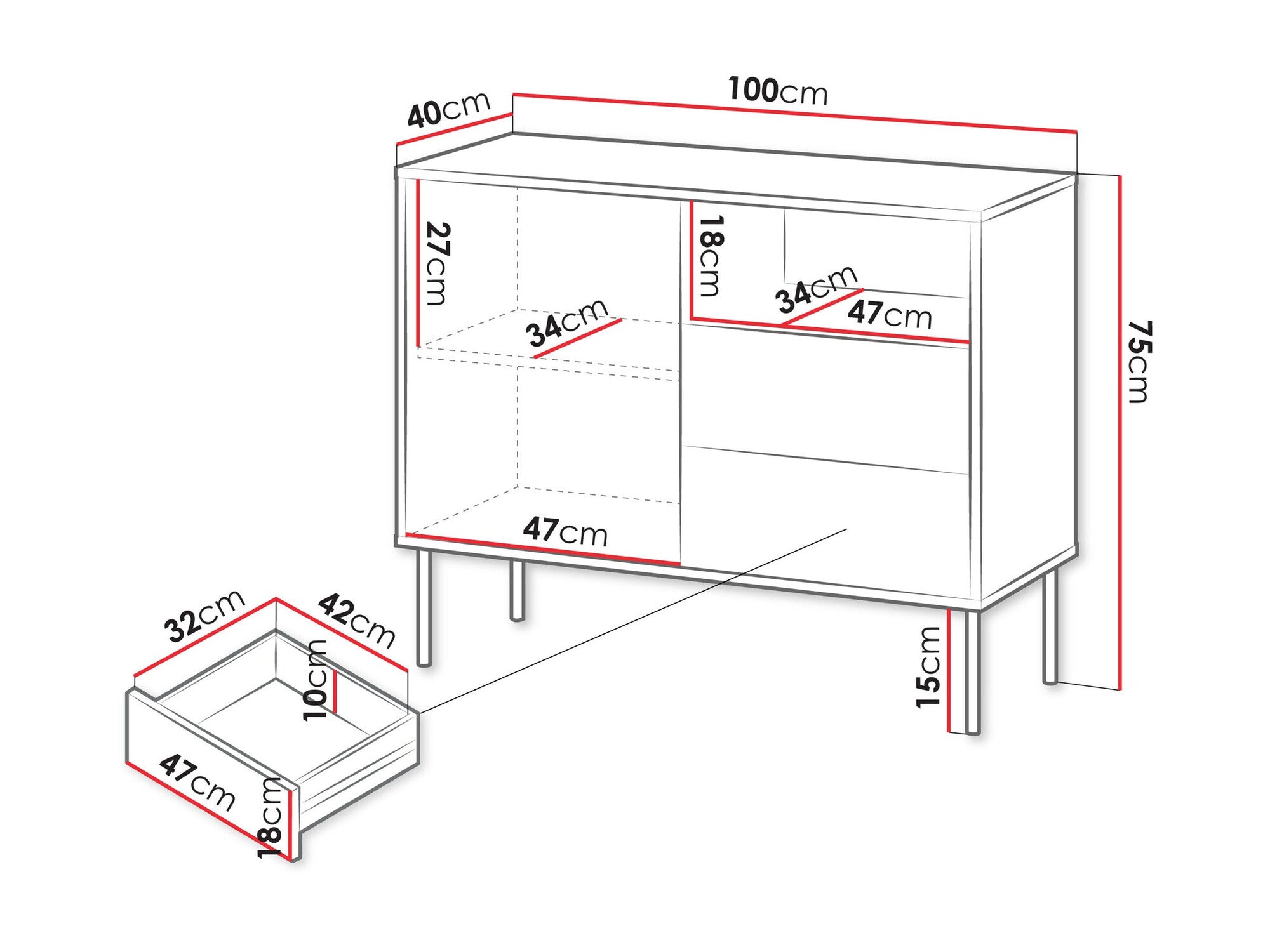 Komoda TRESSE 1D2S, Spalva: Žalia