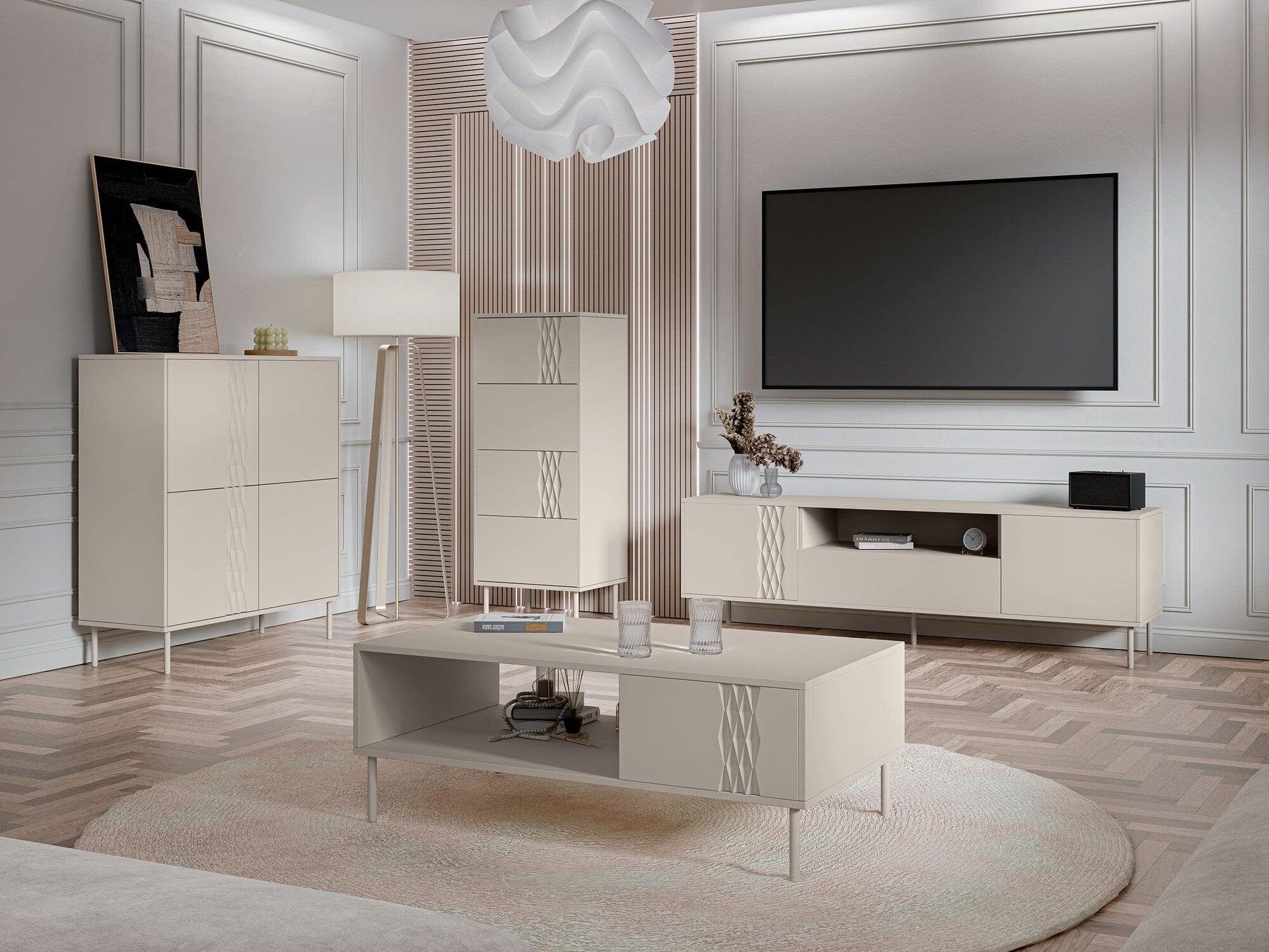 TV staliukas TRESSE 150 3D, Spalva: Beige
