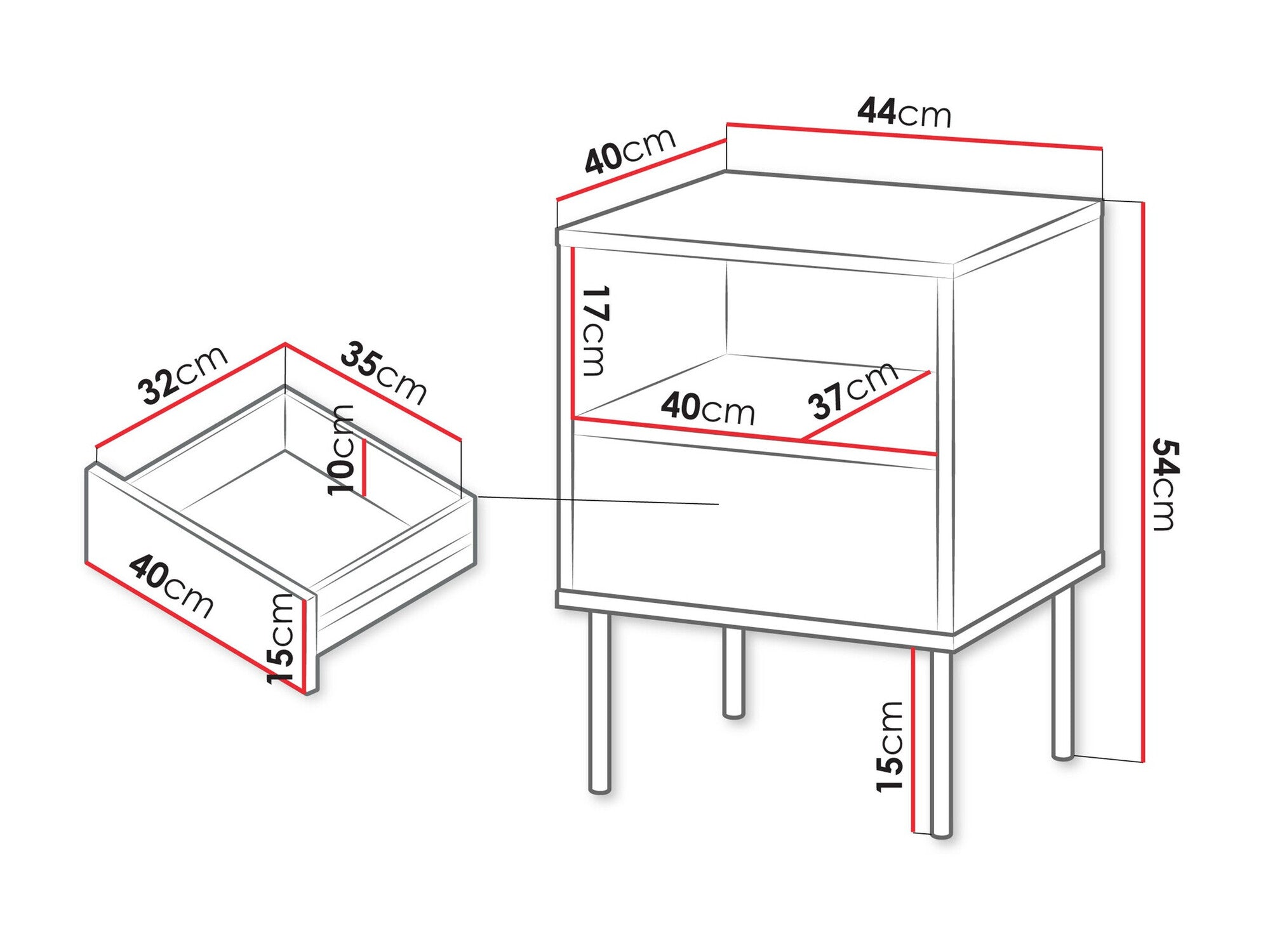 Naktinių staliukų komplektas Szafki necne TRESSE, Spalva: Beige