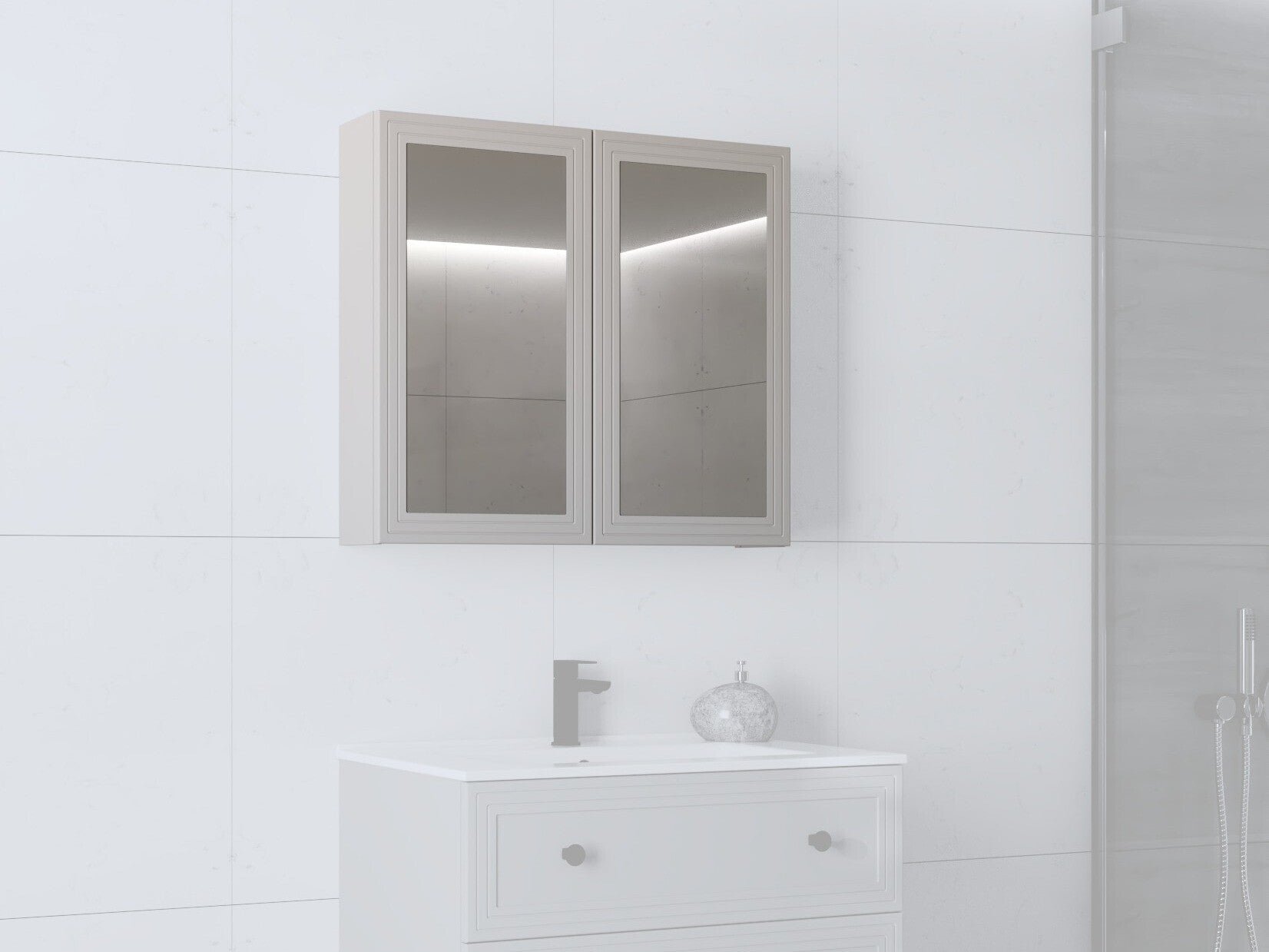 Pakabinama vonios spintelė veidrodis spintelė, TORETO SLU-80, kašmyras V-PL-TORETO-SLU-80-CASHMERE (Kašmyras)