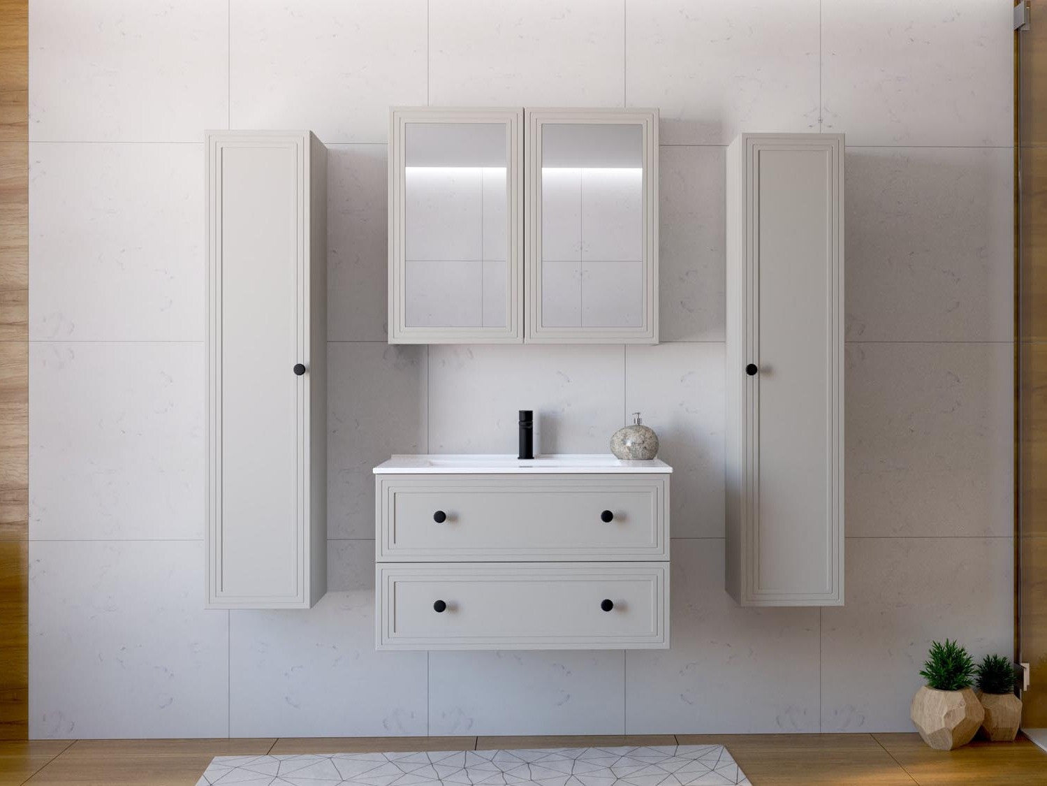 Pakabinama vonios spintelė veidrodis spintelė, TORETO SLU-80, kašmyras V-PL-TORETO-SLU-80-CASHMERE (Kašmyras)