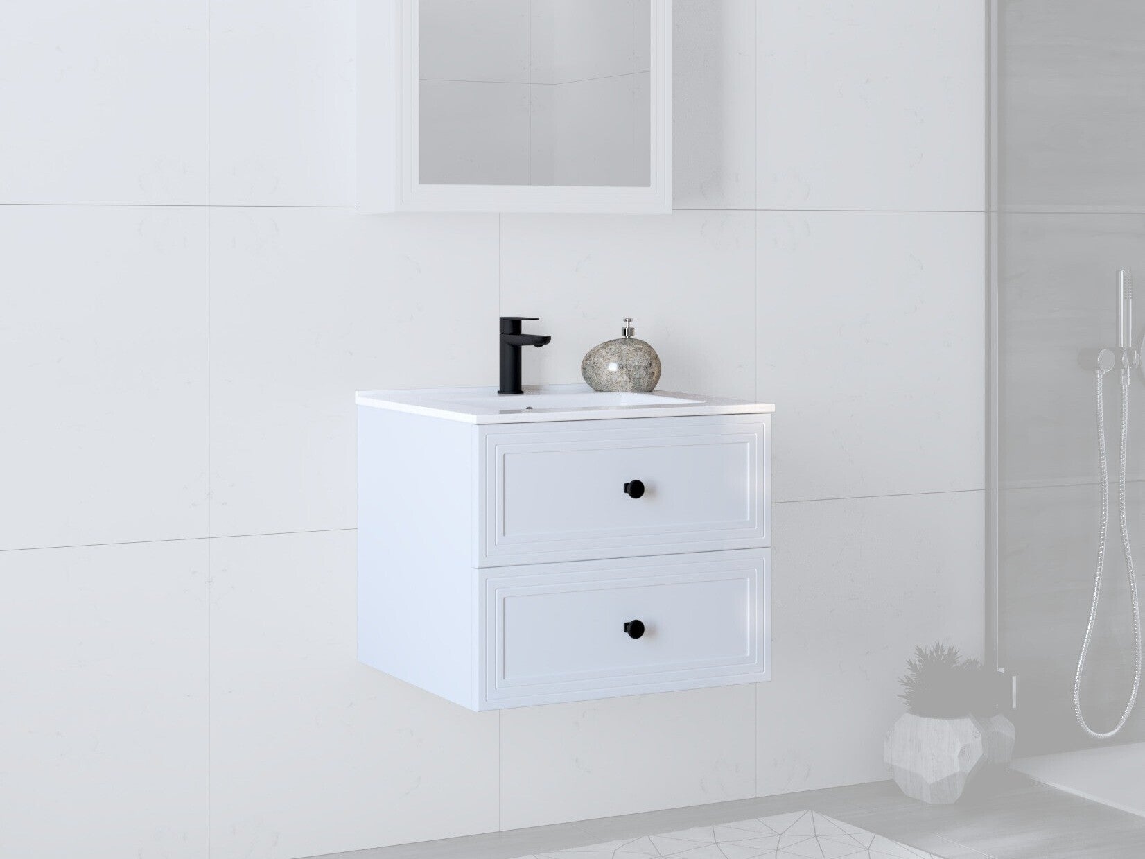 Pastatoma vonios spintelė praustuvui plautuvė spintelė, TORETO SU-60, balta matt V-PL-TORETO-SU-60-BIAŁY (Balta)