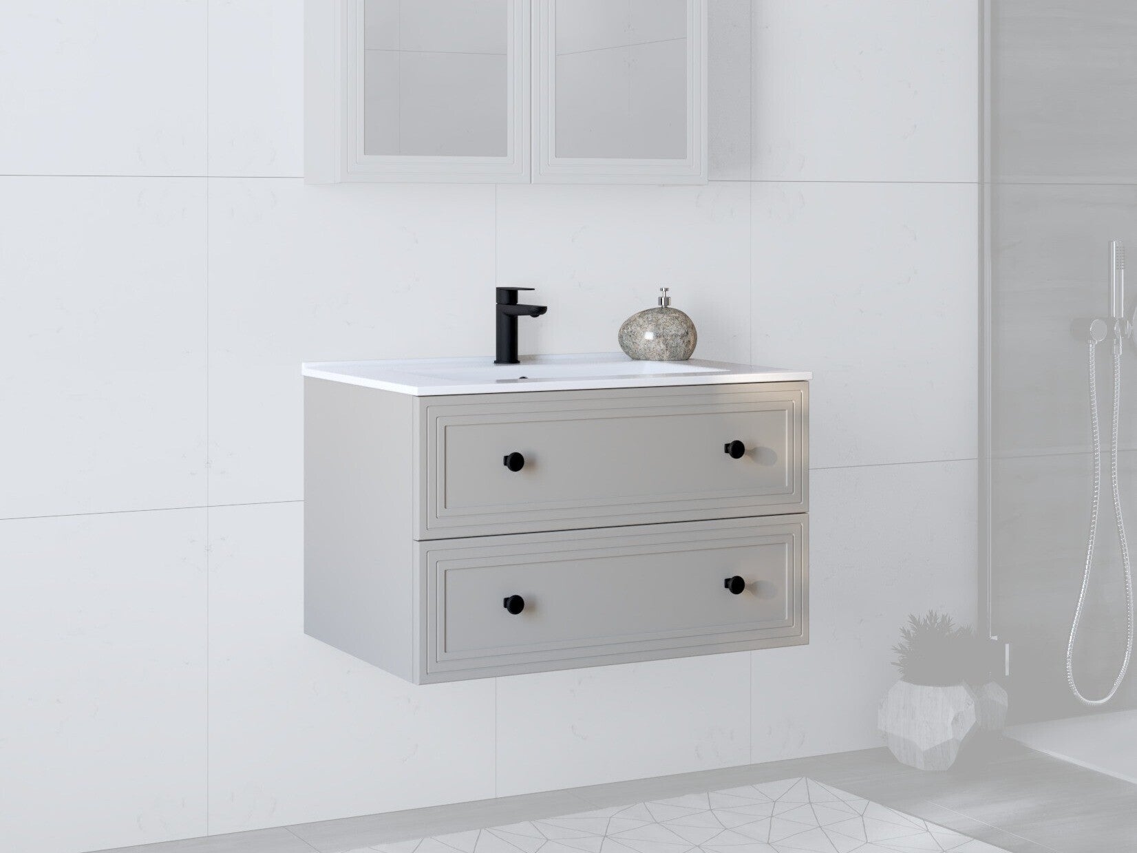 Pastatoma vonios spintelė praustuvui plautuvė spintelė, TORETO SU-80, kašmyras matt V-PL-TORETO-SU-80-CASHMERE (Kašmyras)