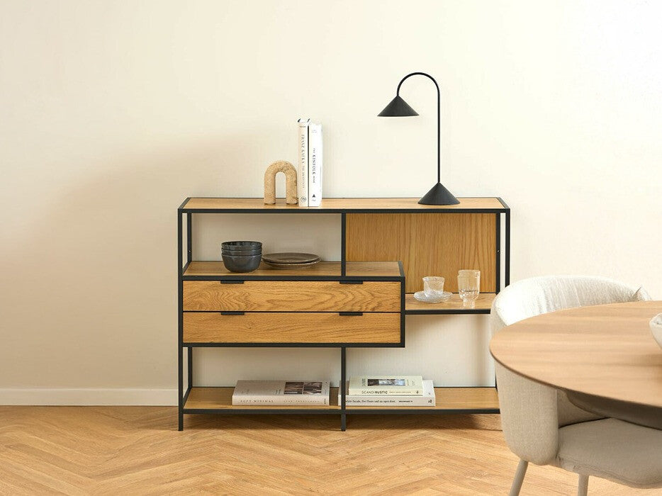 Lentyna Seaford bookcase natural 0000109303 (Juoda + Laukinis ąžuolas)