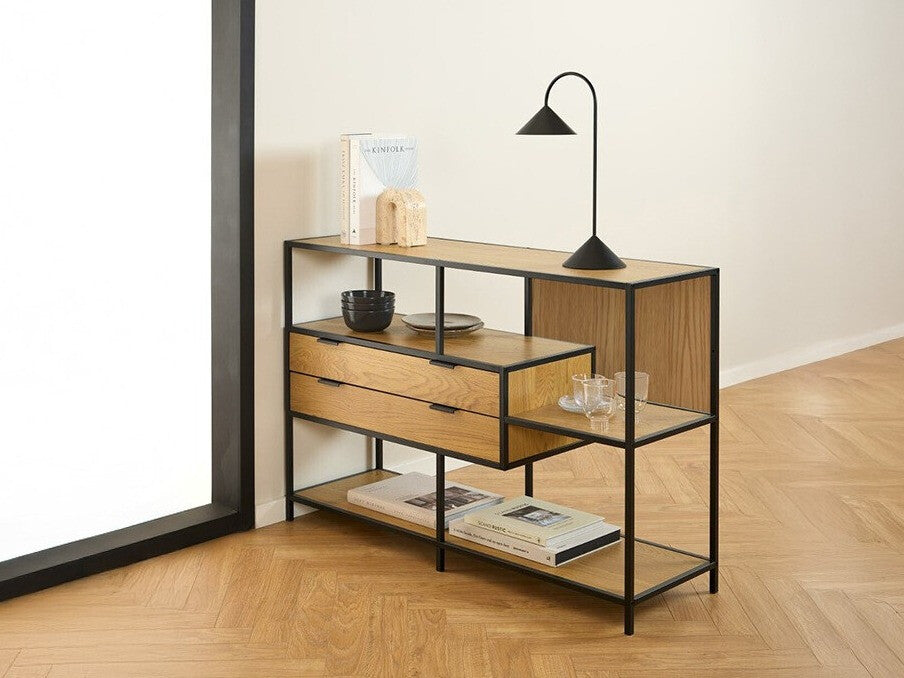 Lentyna Seaford bookcase natural 0000109303 (Juoda + Laukinis ąžuolas)