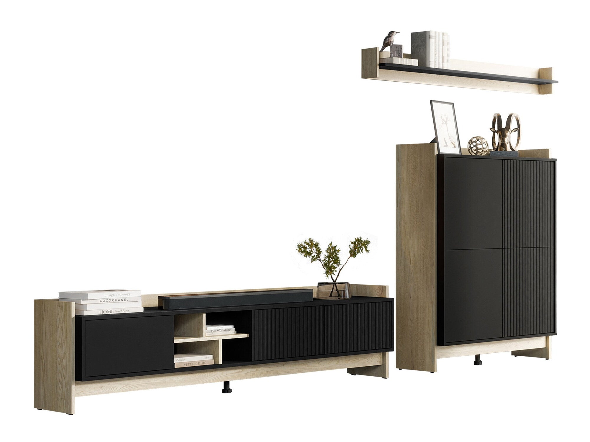 Svetainės komplektas Meble PORTO II Dąb Cremona/Czarny