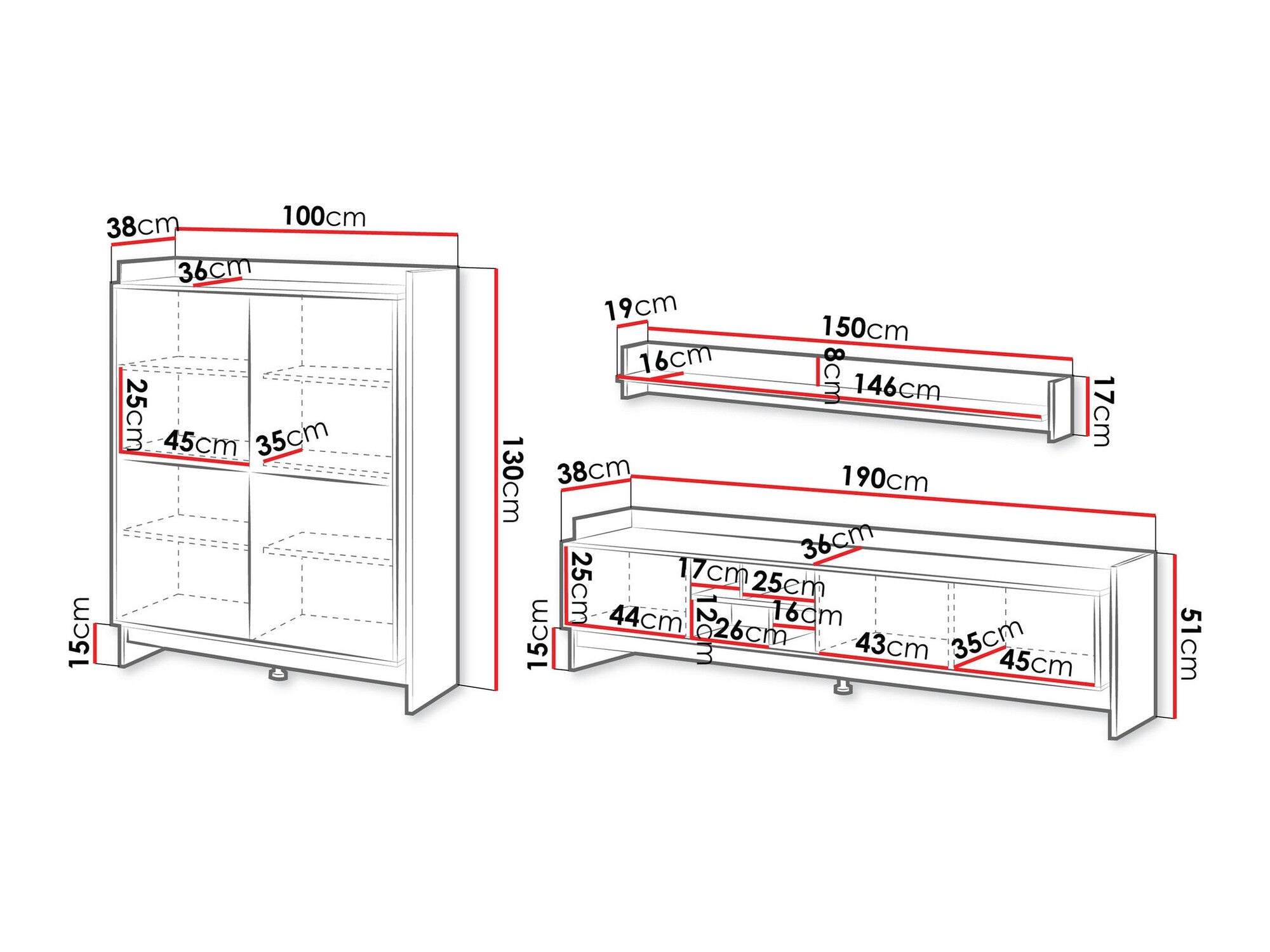 Svetainės komplektas Meble PORTO II Dąb Cremona/Czarny