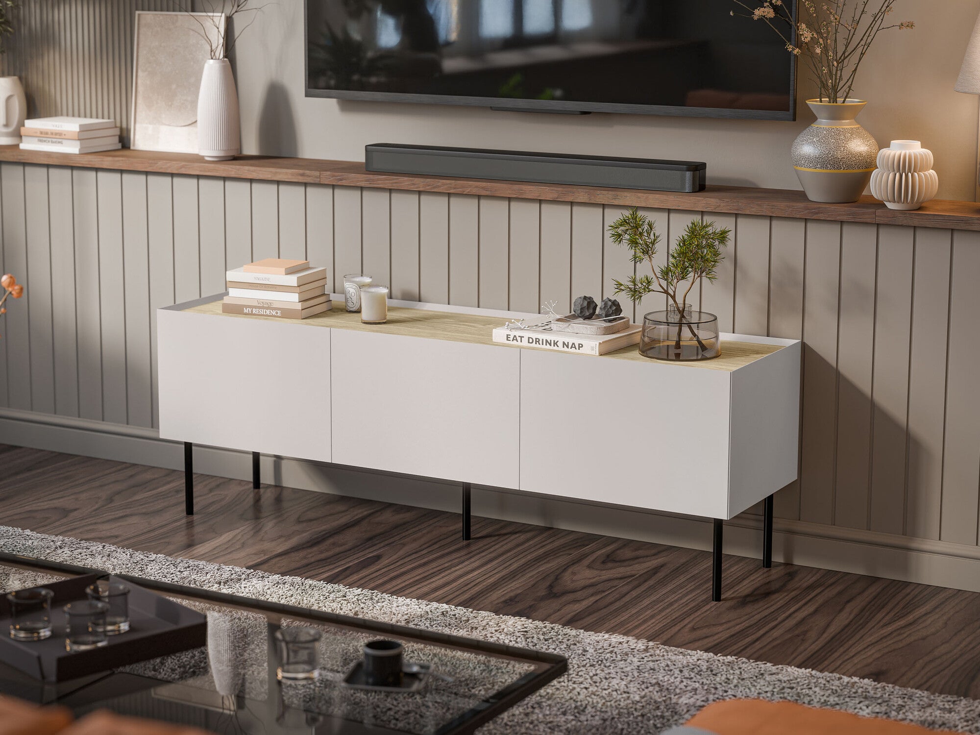 TV staliukas Szafka RTV FELLINI 150, Spalva: Kašmyras + Ąžuolas